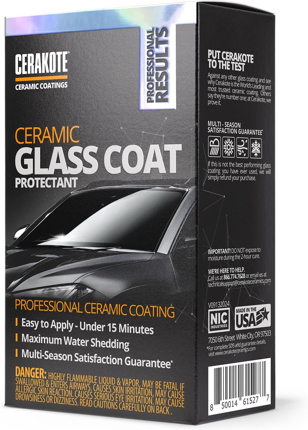 Ceramic Glass Coat Protectant - Ultimate Hydrophobic Rain Repellent for Long-Lasting Automotive Shine, Quick & Easy Application