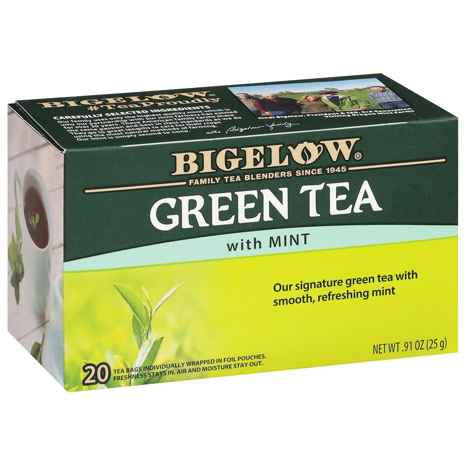 Refreshing Green Tea with Peach - Caffeinated Blend, 20 Count Box (Pack of 6) - 120 Total Tea Bags for a Flavorful Boost!
