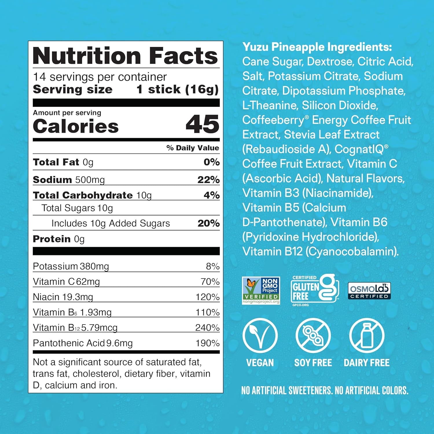Liquid I.V.® Hydration Multiplier + Energy - Yuzu Pineapple Flavor | Electrolyte Powder Drink Mix | 14 Servings for Ultimate Hydration and Energy Boost