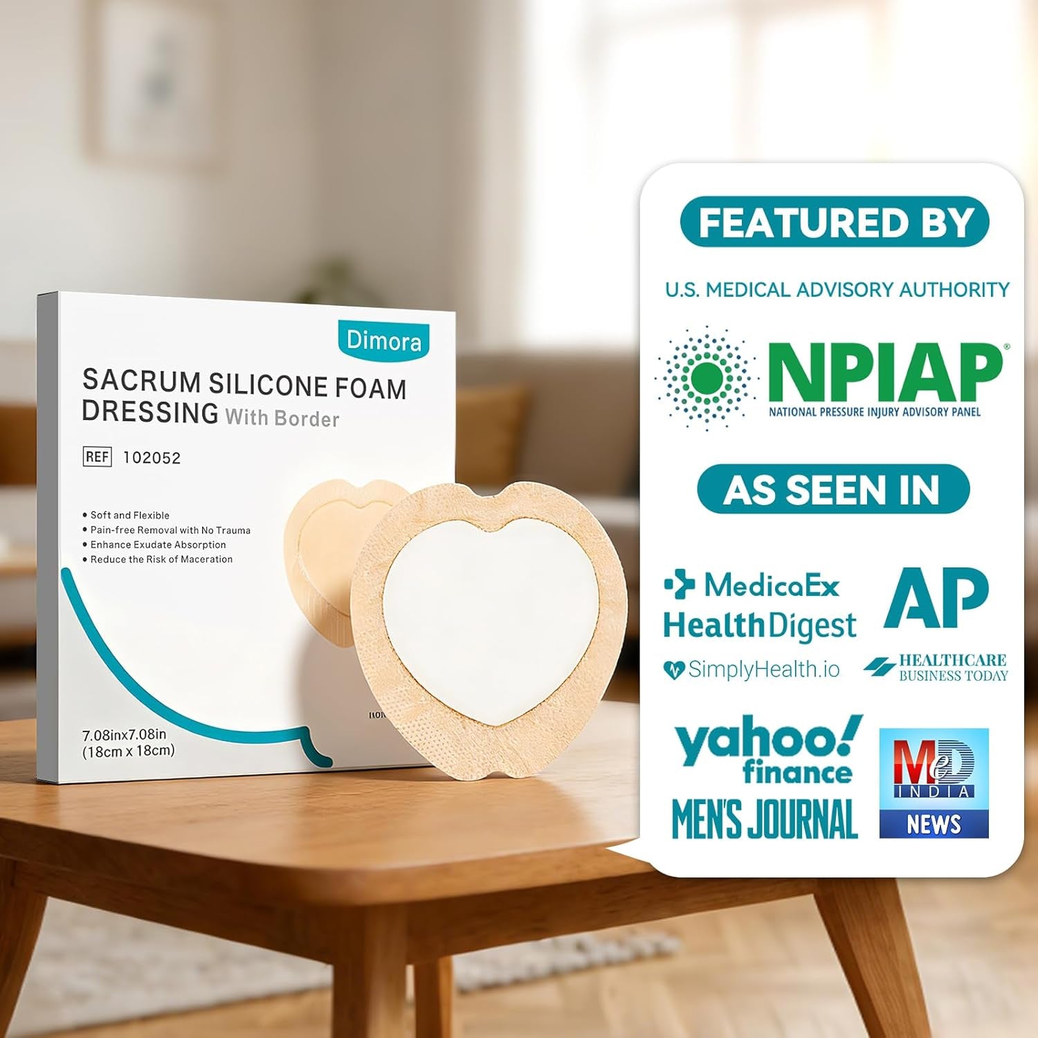 10 Pack Waterproof Sacral Foam Bandages with Silicone Adhesive - 7"x7" Absorbent & Breathable Wound Dressings for Bed Sores and Pressure Ulcers