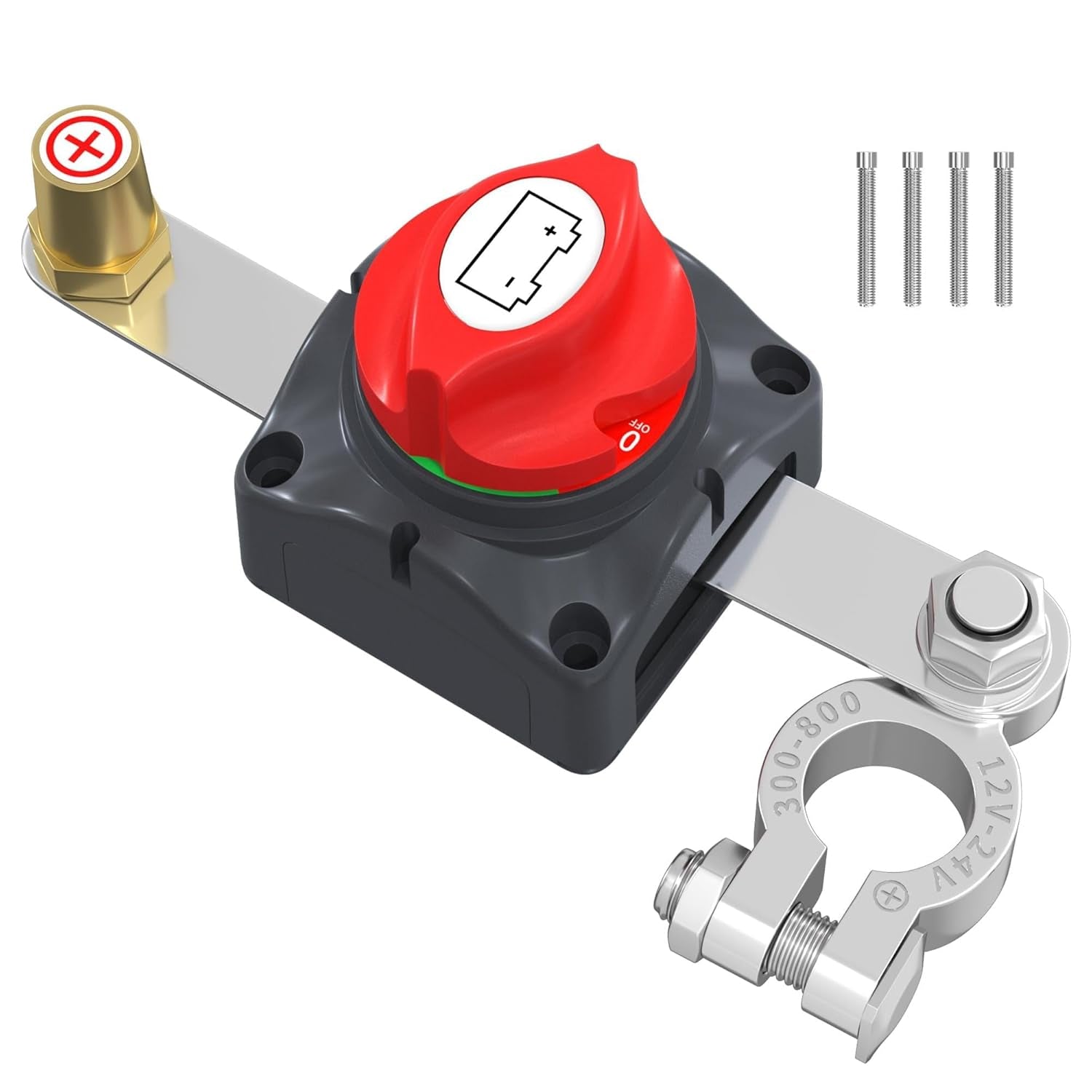 Premium Waterproof Side Post Battery Disconnect Switch with LED Voltmeter Display - Ideal for 12V-48V Cars, RVs, Boats, ATVs, and UTVs