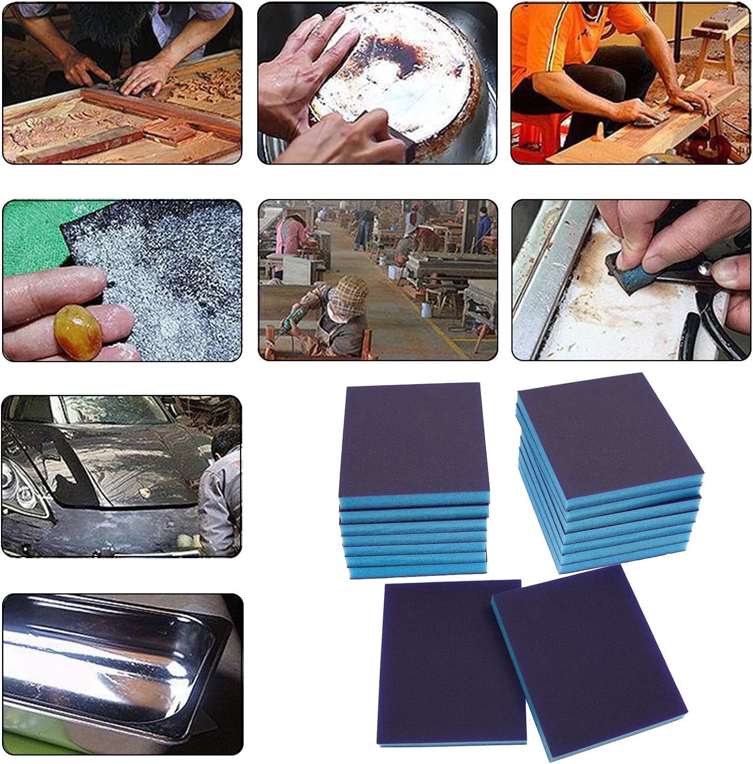 16Pcs Superfine 220 Grit Washable Sanding Sponges - Versatile Wet & Dry Sand Blocks for Plastic, Wood, Metal & Furniture