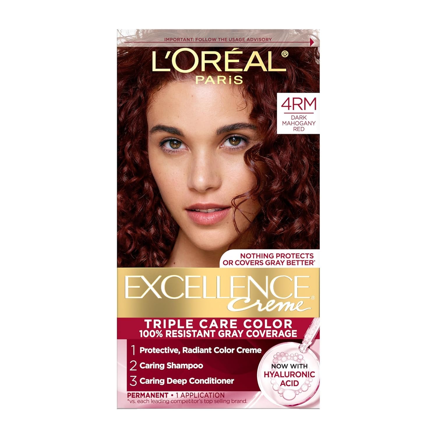 Excellence Crème Permanent Hair Dye - 5 Medium Brown, Triple Care Formula with Hyaluronic Acid for 100% Gray Coverage, 1 Kit (Packaging May Vary)