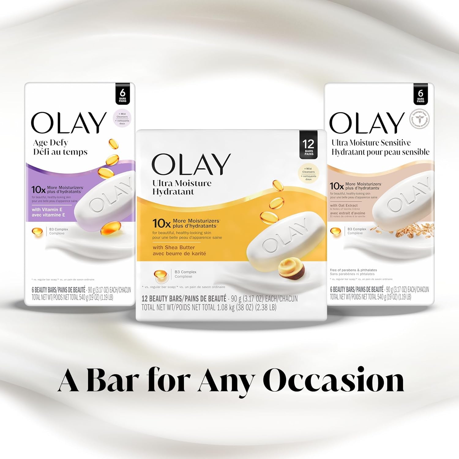 Ultra Moisture Beauty Bar - 10X Hydration & Nourishment with Vitamin B3 and Shea Butter - 12 Pack of 3.17 Oz Bars for Smooth, Gentle Skin