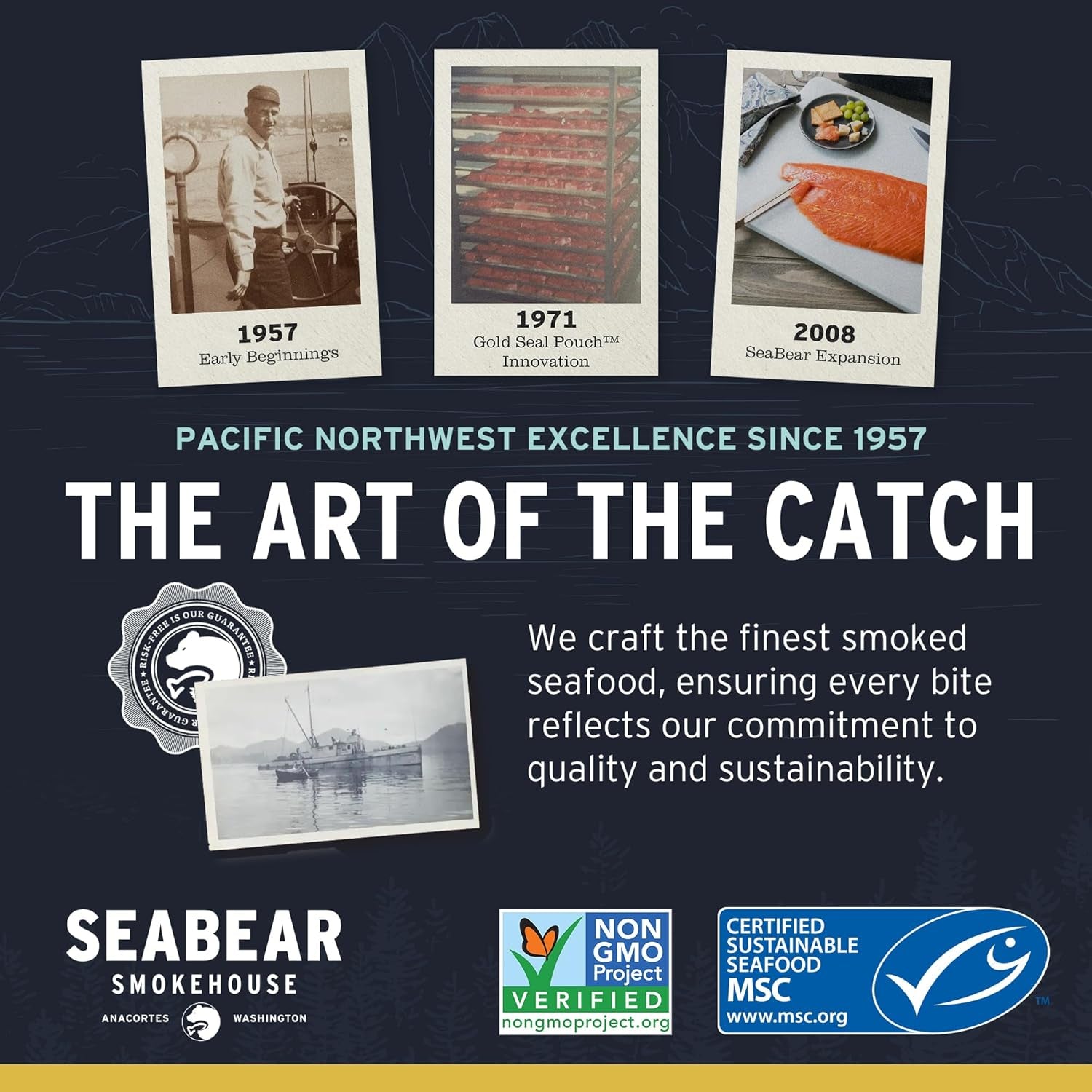 Gourmet Smoked Salmon Trio Gift Box - 18oz of Wild Alaska Sockeye, Pink & Coho Fillets - Ready to Eat, Shelf Stable Delicacy