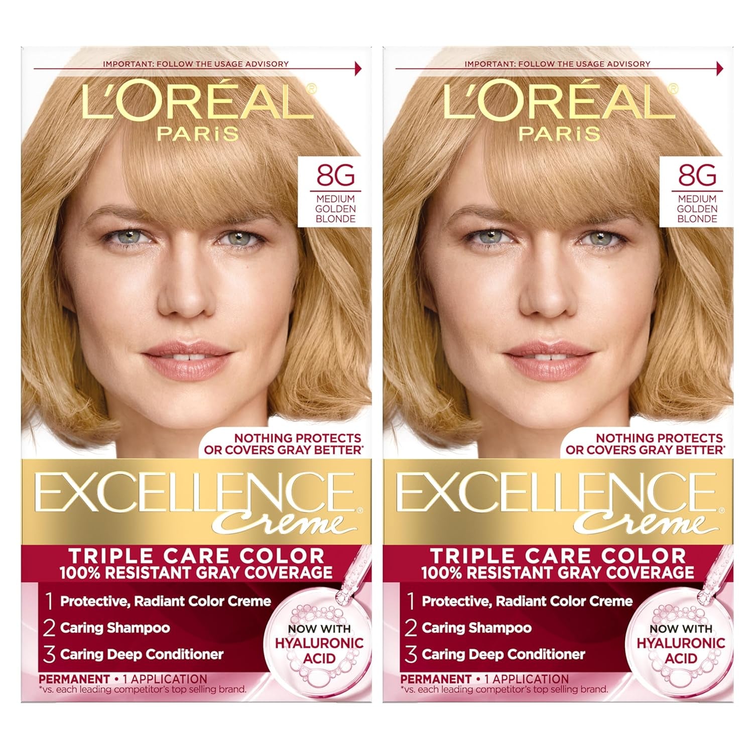 Excellence Crème Permanent Hair Dye - 5 Medium Brown, Triple Care Formula with Hyaluronic Acid for 100% Gray Coverage, 1 Kit (Packaging May Vary)