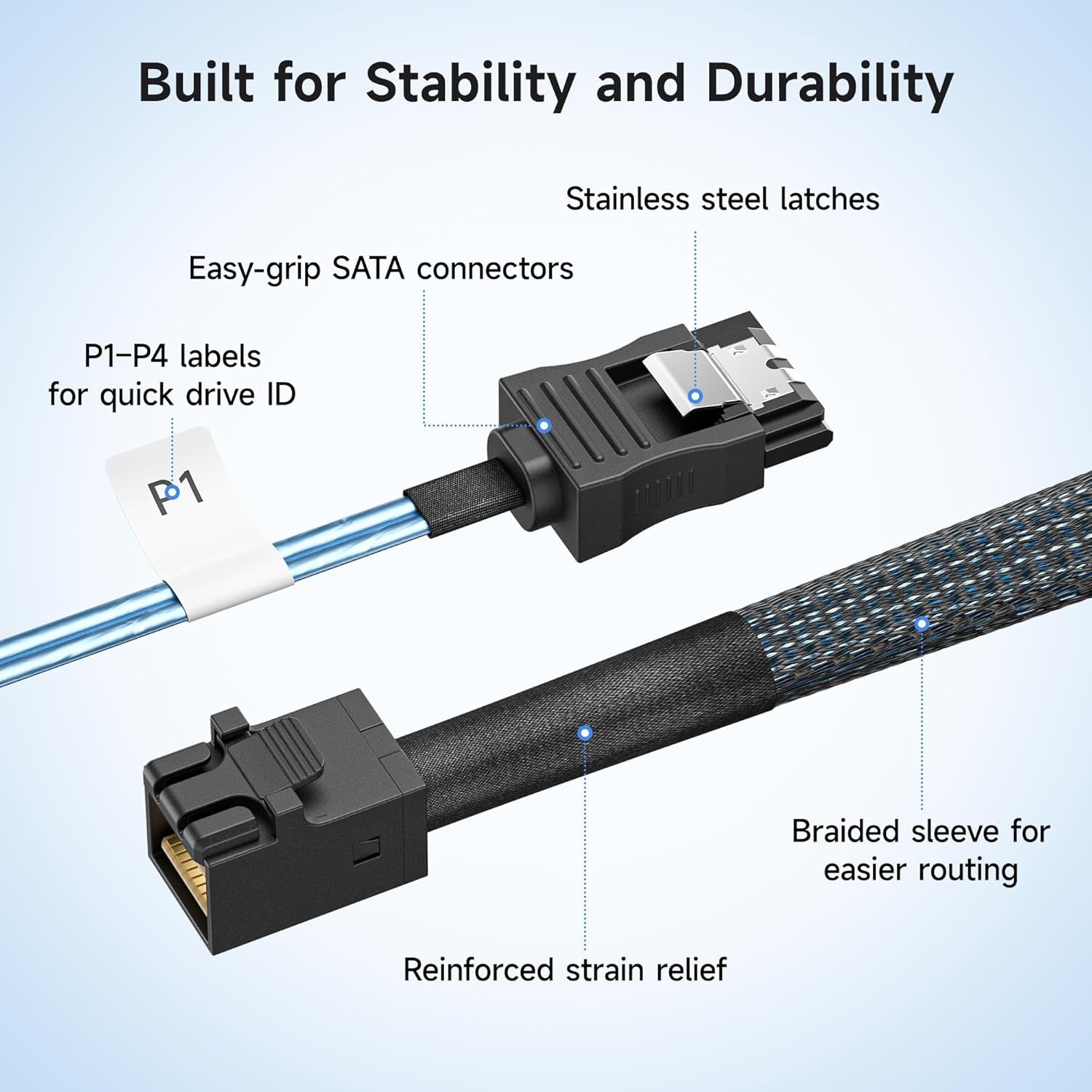 Premium 3.3ft Internal Mini SAS HD to SATA Cable (SFF-8643 to SATA Forward Breakout)