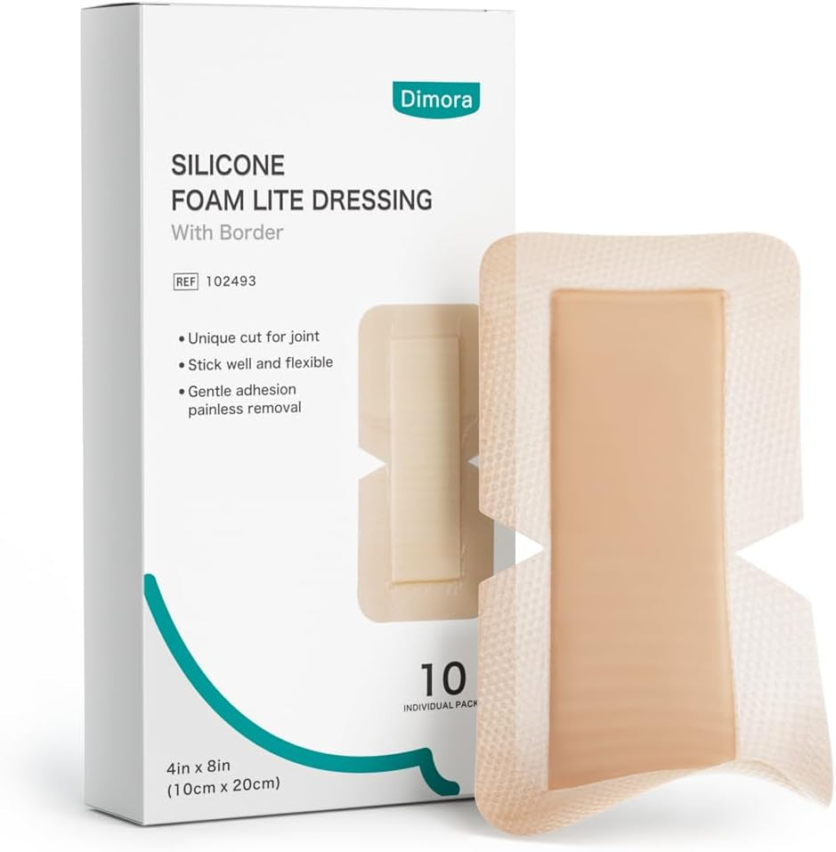 10 Pack Waterproof Sacral Foam Bandages with Silicone Adhesive - 7"x7" Absorbent & Breathable Wound Dressings for Bed Sores and Pressure Ulcers