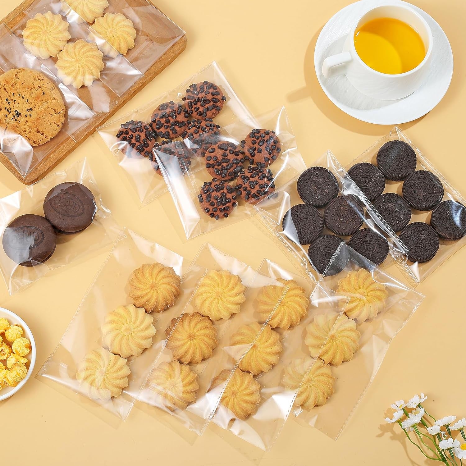 400 PCS 4x6 Inch Thick 3.2Mil Clear Self-Sealing Cellophane Bags - Resealable Cookie, Candy & Party Favor Packaging