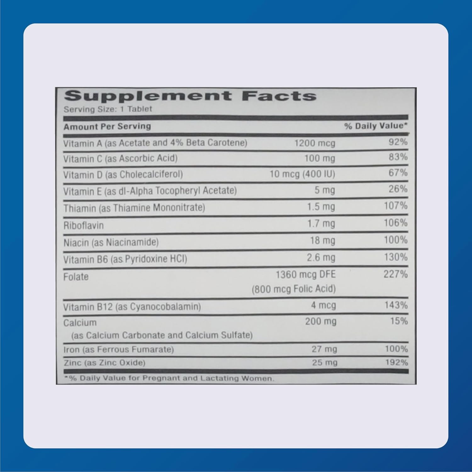 Essential Prenatal Tablets for Expecting and Nursing Moms - 100 Count Dietary Supplement