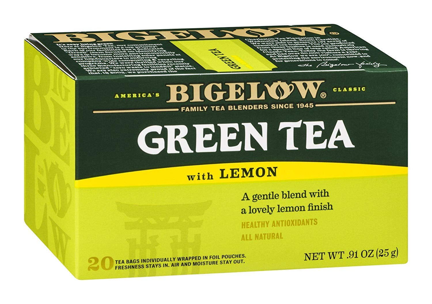 Refreshing Green Tea with Peach - Caffeinated Blend, 20 Count Box (Pack of 6) - 120 Total Tea Bags for a Flavorful Boost!