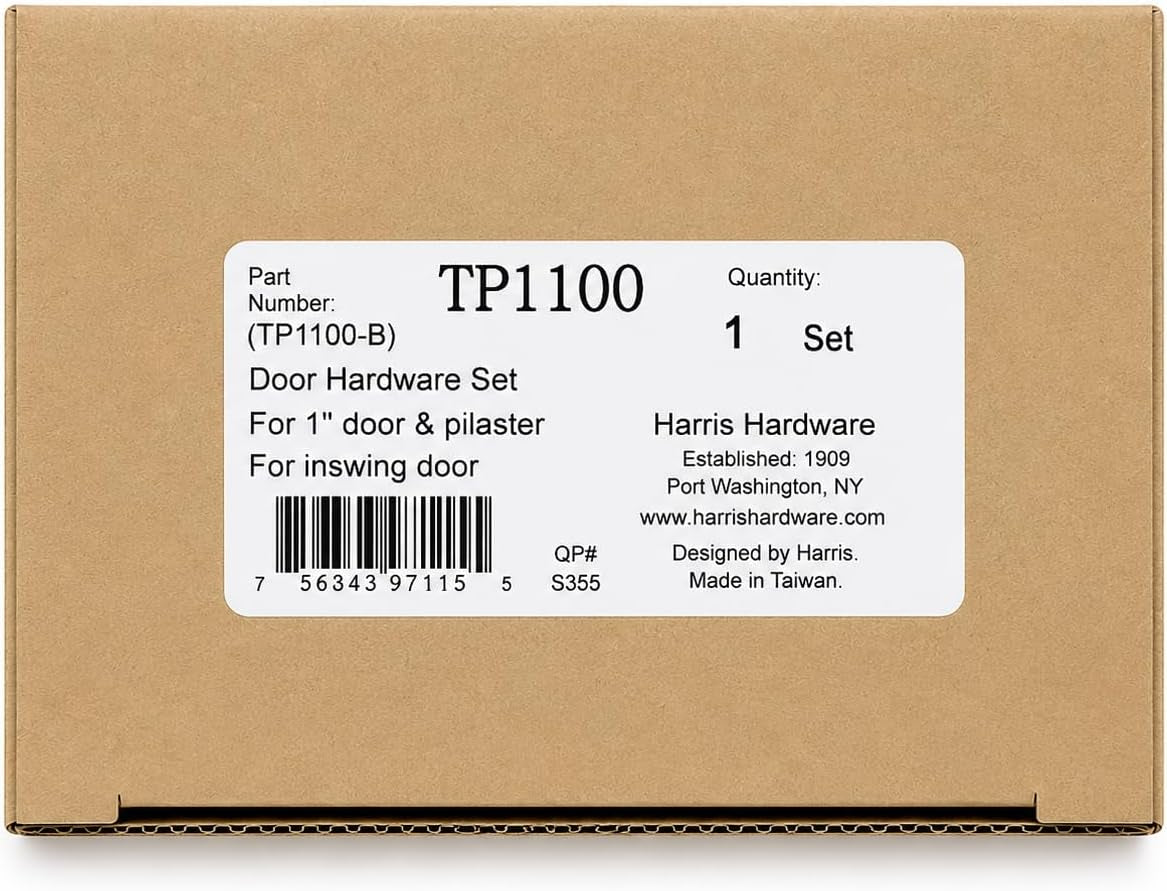 Premium TP 1100 Complete Inswing Door Hardware Set for 1" Doors & 1-1/4" Pilasters - Durable Die Cast Zamac Finish