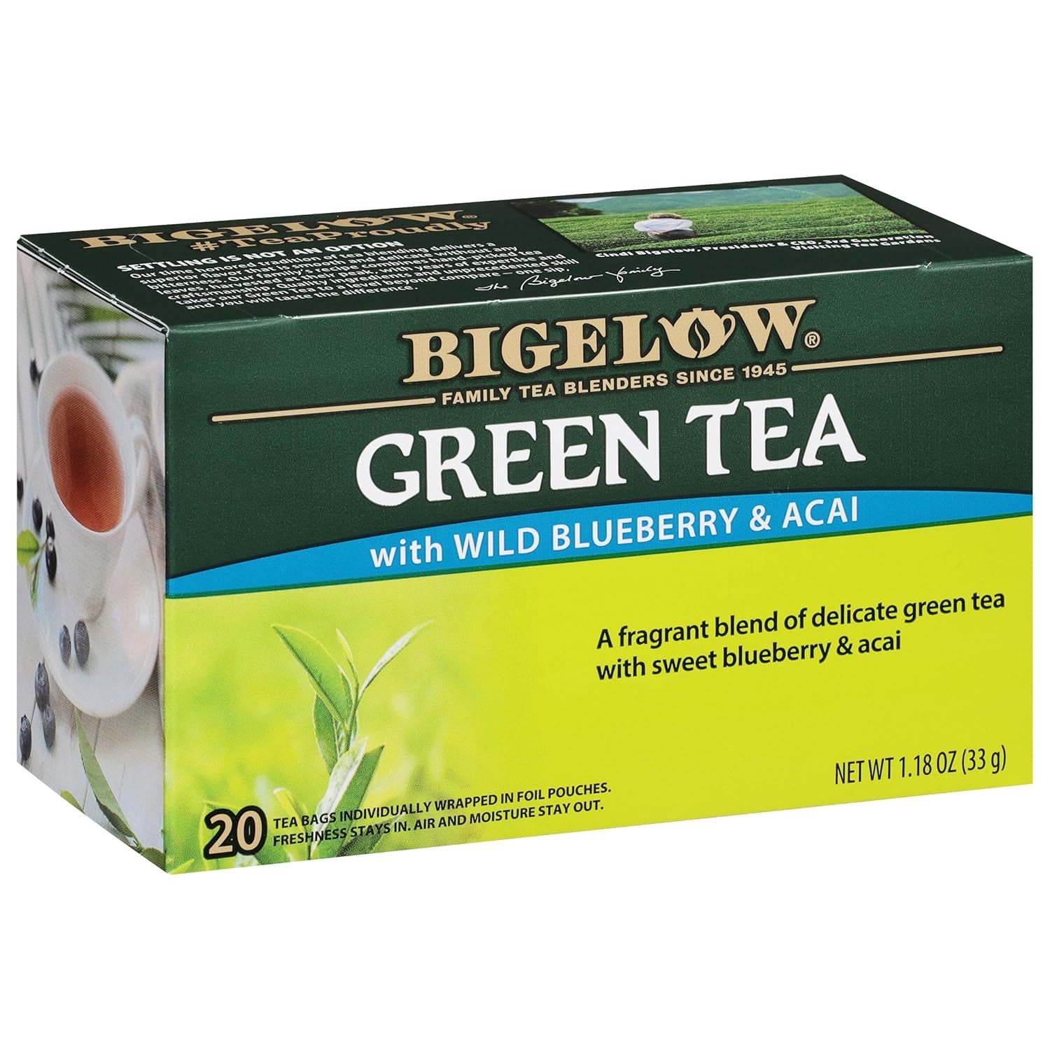 Refreshing Green Tea with Peach - Caffeinated Blend, 20 Count Box (Pack of 6) - 120 Total Tea Bags for a Flavorful Boost!