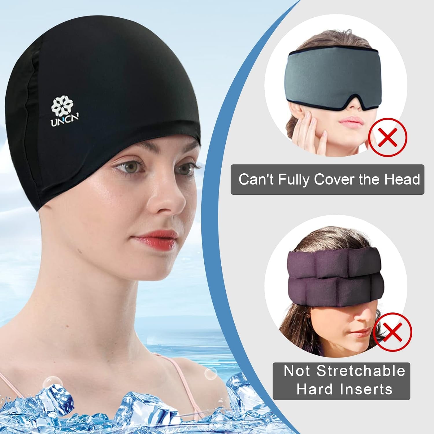 Ultimate Migraine Relief Hat - Reusable Ice Cooling Cap for Stress, Tension & Sinus Pain Relief