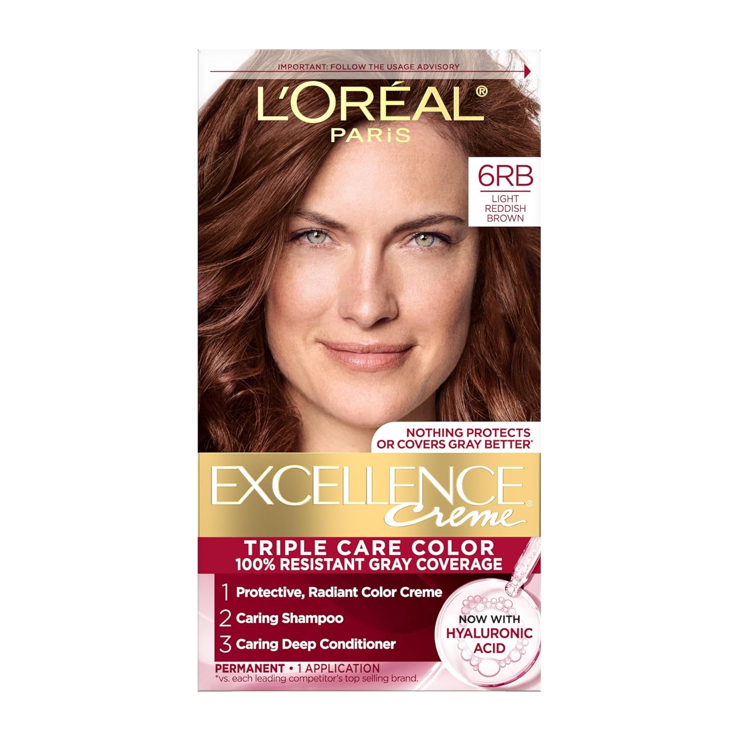 Excellence Crème Permanent Hair Dye - 5 Medium Brown, Triple Care Formula with Hyaluronic Acid for 100% Gray Coverage, 1 Kit (Packaging May Vary)