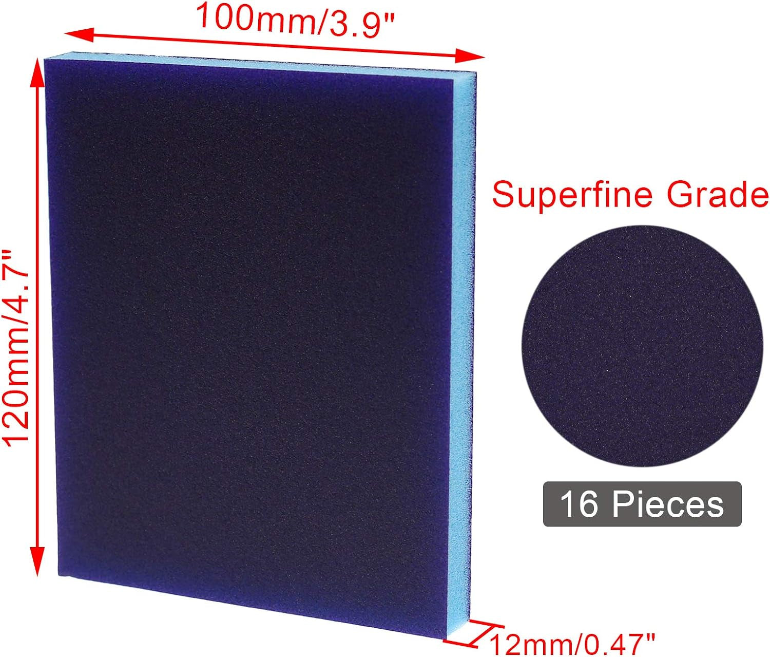 16Pcs Superfine 220 Grit Washable Sanding Sponges - Versatile Wet & Dry Sand Blocks for Plastic, Wood, Metal & Furniture