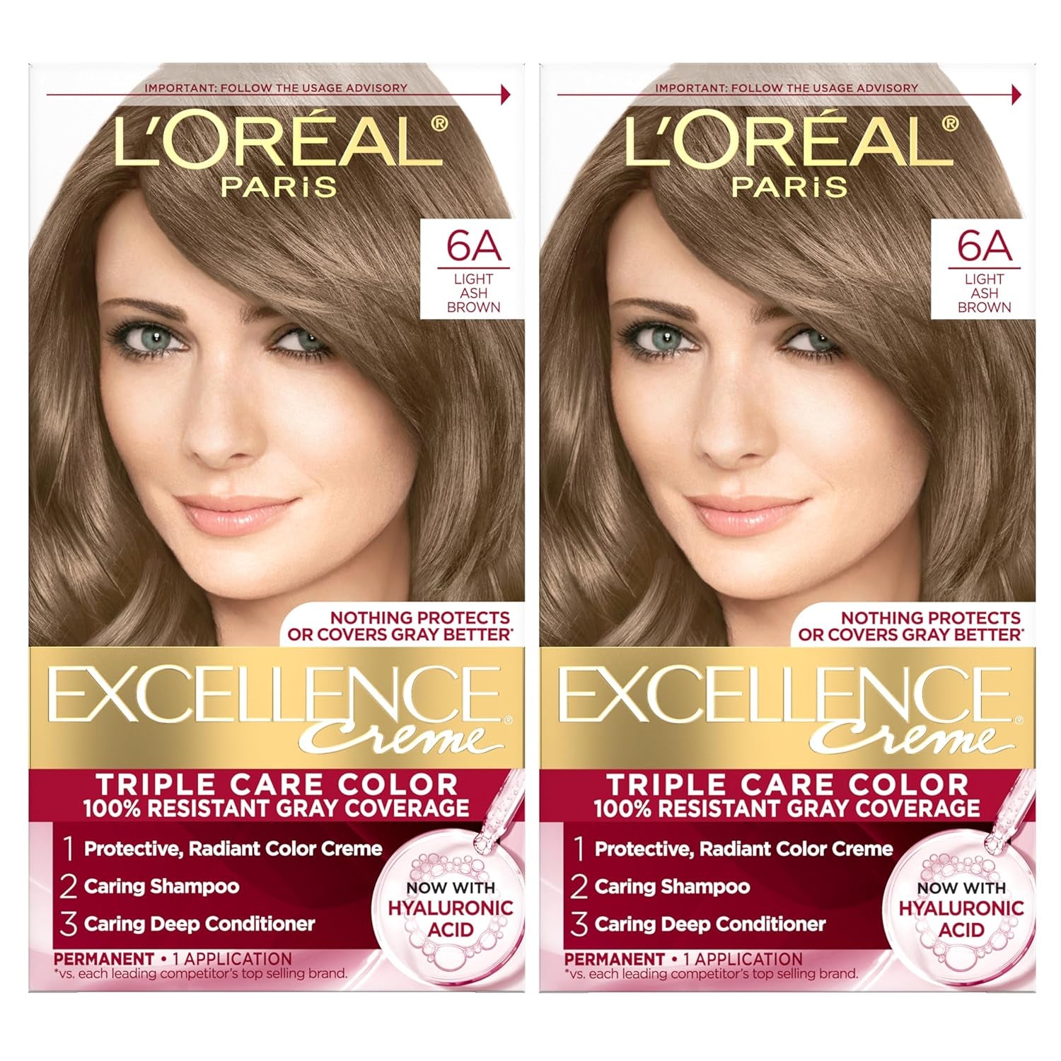 Excellence Crème Permanent Hair Dye - 5 Medium Brown, Triple Care Formula with Hyaluronic Acid for 100% Gray Coverage, 1 Kit (Packaging May Vary)
