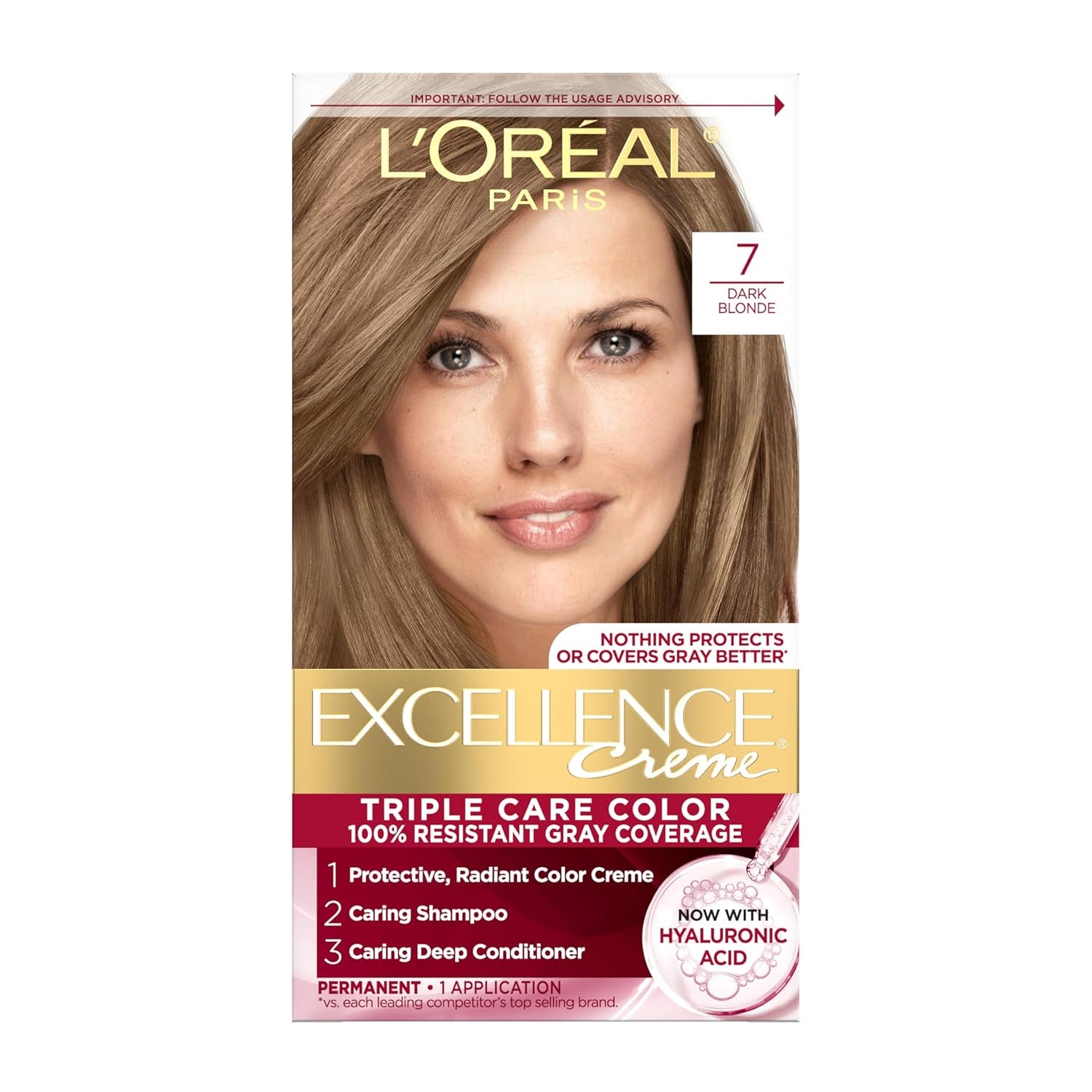 Excellence Crème Permanent Hair Dye - 5 Medium Brown, Triple Care Formula with Hyaluronic Acid for 100% Gray Coverage, 1 Kit (Packaging May Vary)