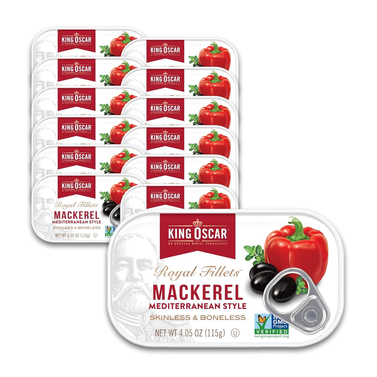 Wild Caught Skinless & Boneless Mackerel in Olive Oil - 4.05 oz Can (Pack of 6) - Delicious and Convenient Seafood Delight!