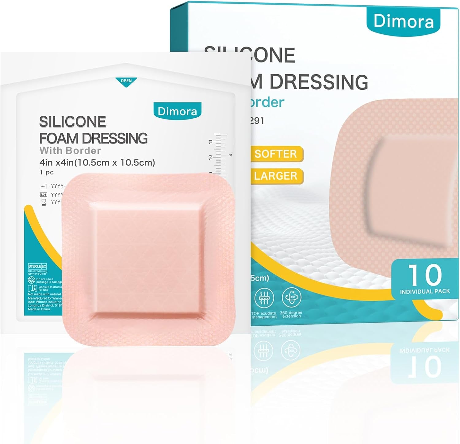 10 Pack Waterproof Sacral Foam Bandages with Silicone Adhesive - 7"x7" Absorbent & Breathable Wound Dressings for Bed Sores and Pressure Ulcers