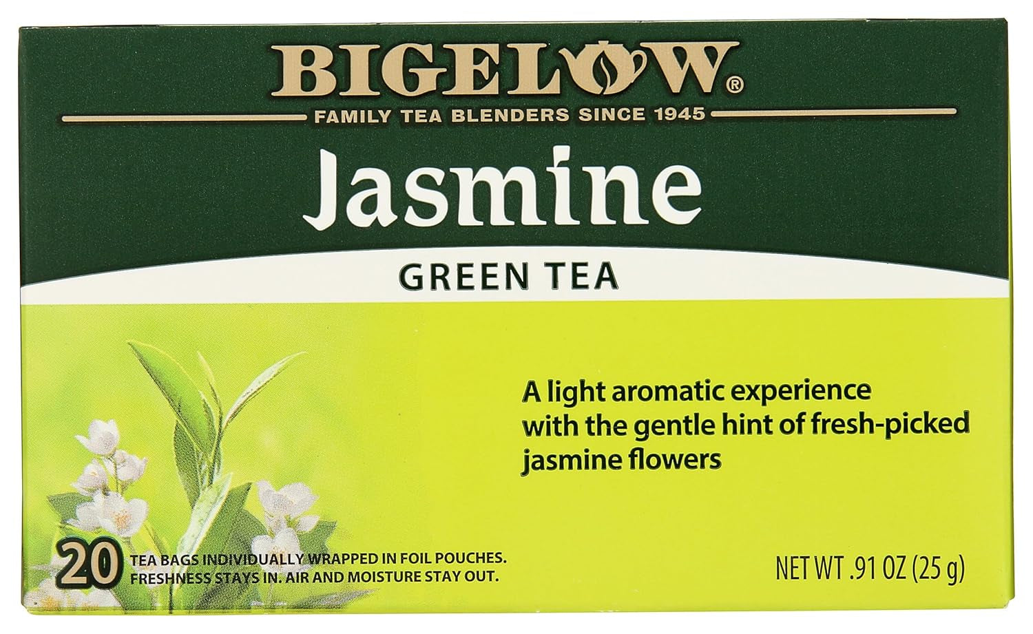 Refreshing Green Tea with Peach - Caffeinated Blend, 20 Count Box (Pack of 6) - 120 Total Tea Bags for a Flavorful Boost!