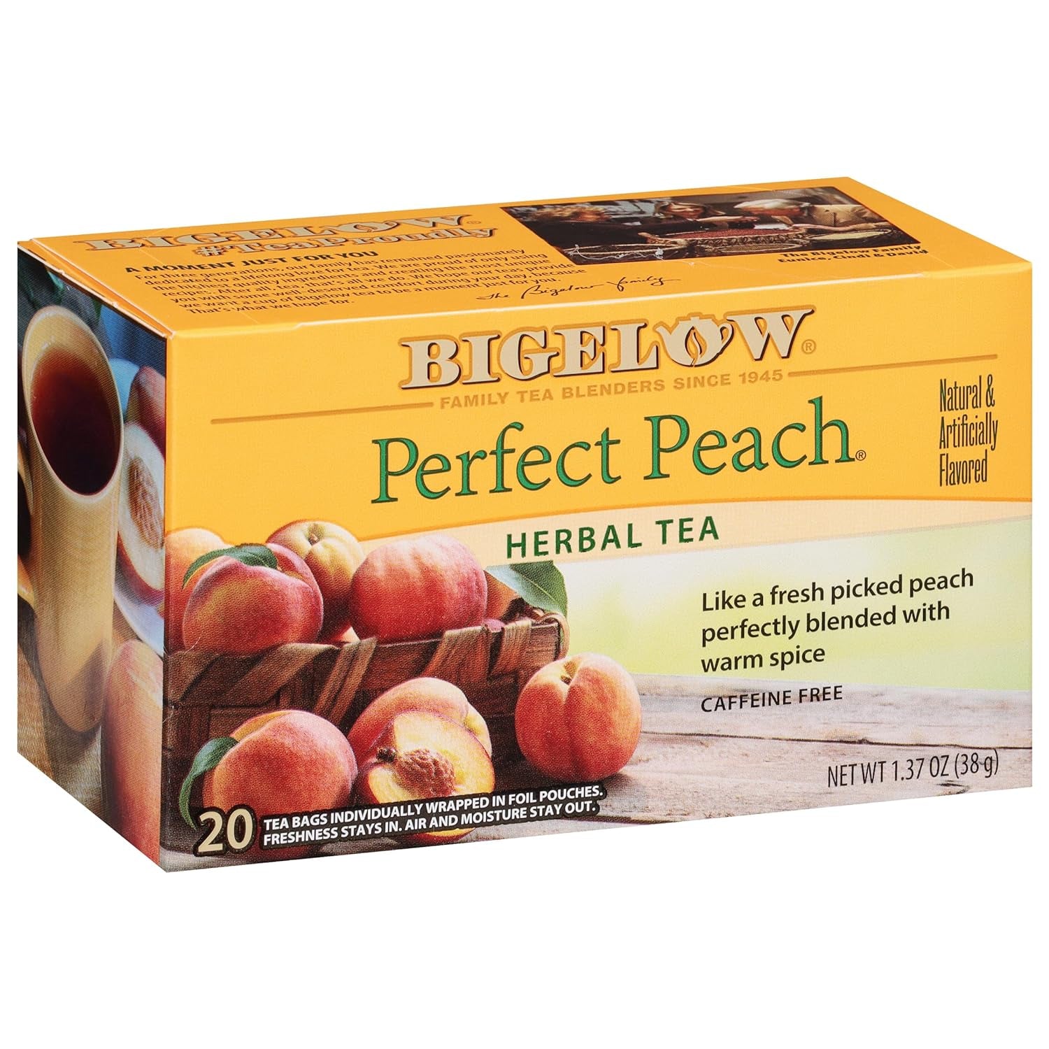 Perfect Peach Herbal Tea Bags - Caffeine Free, 20 Count (Pack of 6) - Refreshing & Delicious!
