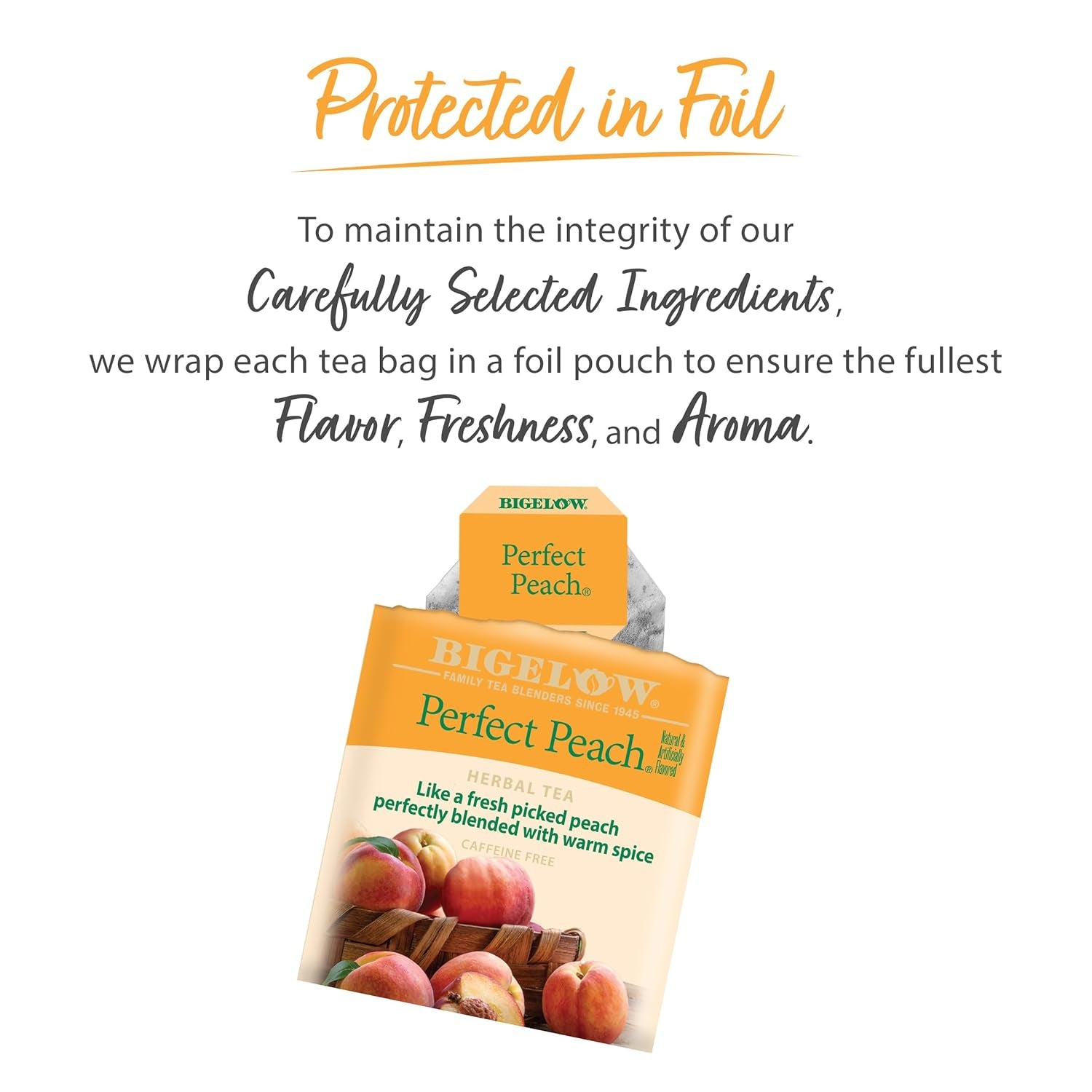 Perfect Peach Herbal Tea Bags - Caffeine Free, 20 Count (Pack of 6) - Refreshing & Delicious!