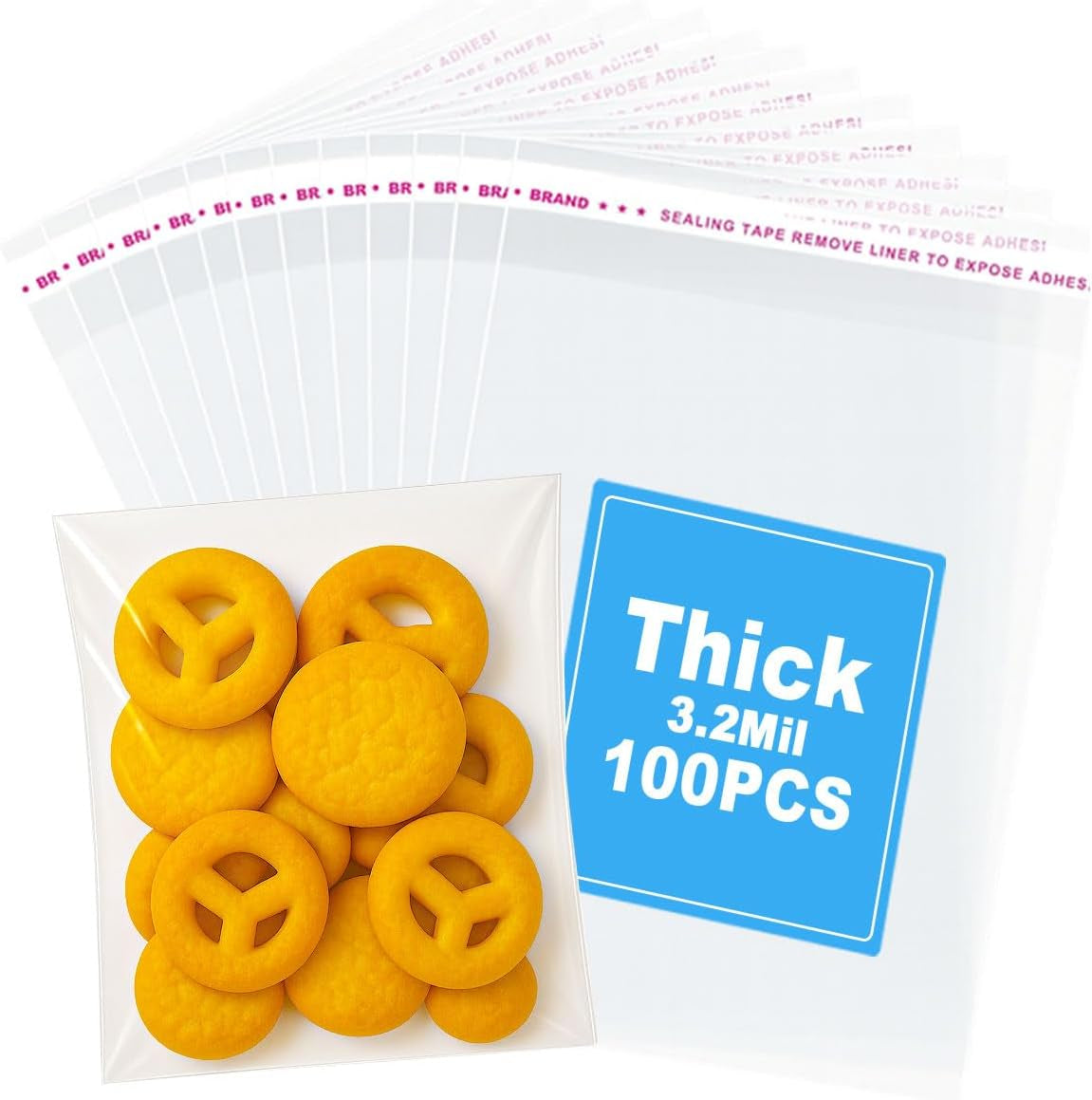 400 PCS 4x6 Inch Thick 3.2Mil Clear Self-Sealing Cellophane Bags - Resealable Cookie, Candy & Party Favor Packaging