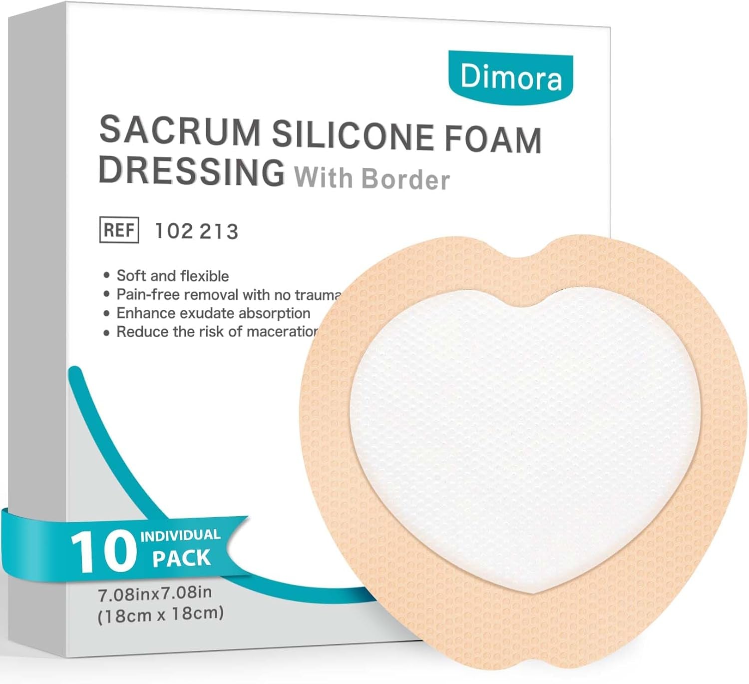 10 Pack Waterproof Sacral Foam Bandages with Silicone Adhesive - 7"x7" Absorbent & Breathable Wound Dressings for Bed Sores and Pressure Ulcers