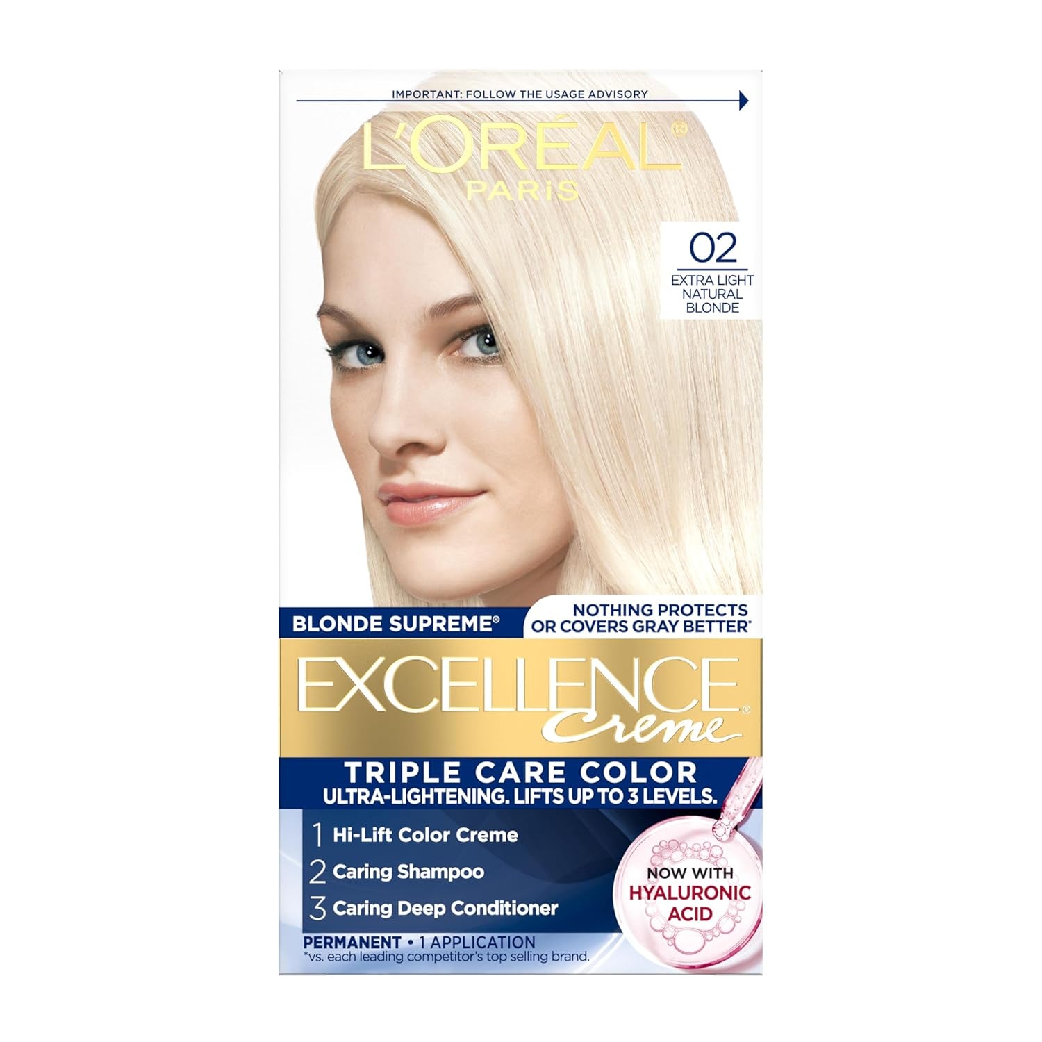 Excellence Crème Permanent Hair Dye - 5 Medium Brown, Triple Care Formula with Hyaluronic Acid for 100% Gray Coverage, 1 Kit (Packaging May Vary)