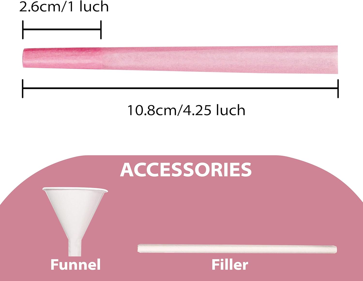 King Size Pink Pre Rolled Cones - 100 Pack with Loader & Packing Sticks - Perfect for Smooth Rolling!