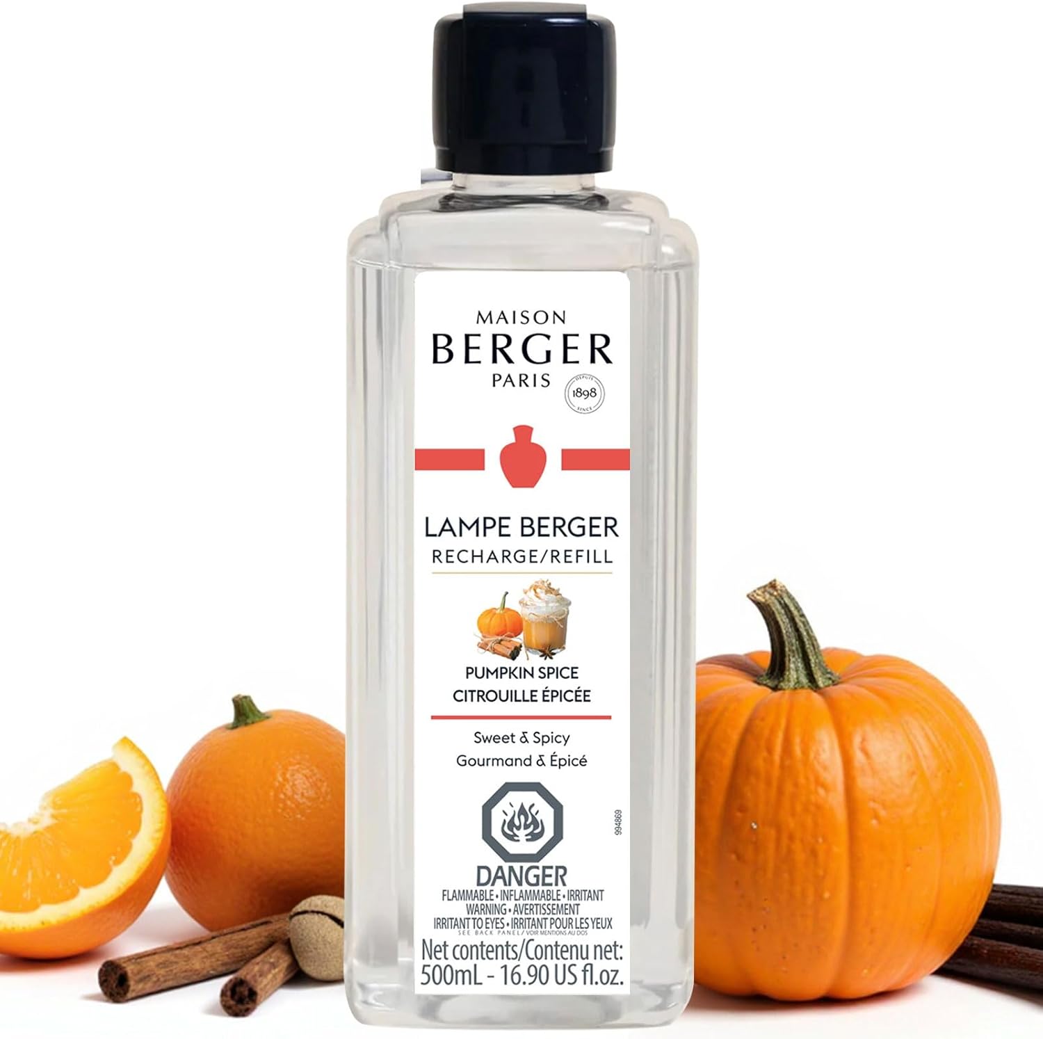 Amber Powder Lampe Berger Refill - 500ml 2-in-1 Odor Neutralizer & Fragrance Diffuser - Exquisite Rose, Cinnamon, Pepper & Amber Scents - Made in France