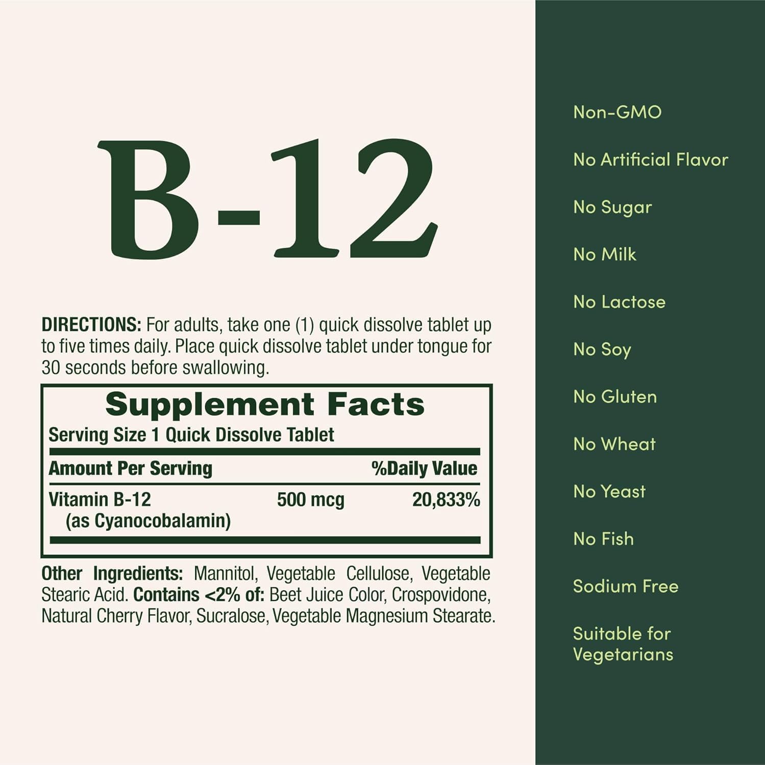 Boost Your Energy with Nature's Bounty B-12 Quick Dissolve Tablets - 500 Mcg, 300 Tablets (3 Bottles of 100 Count)