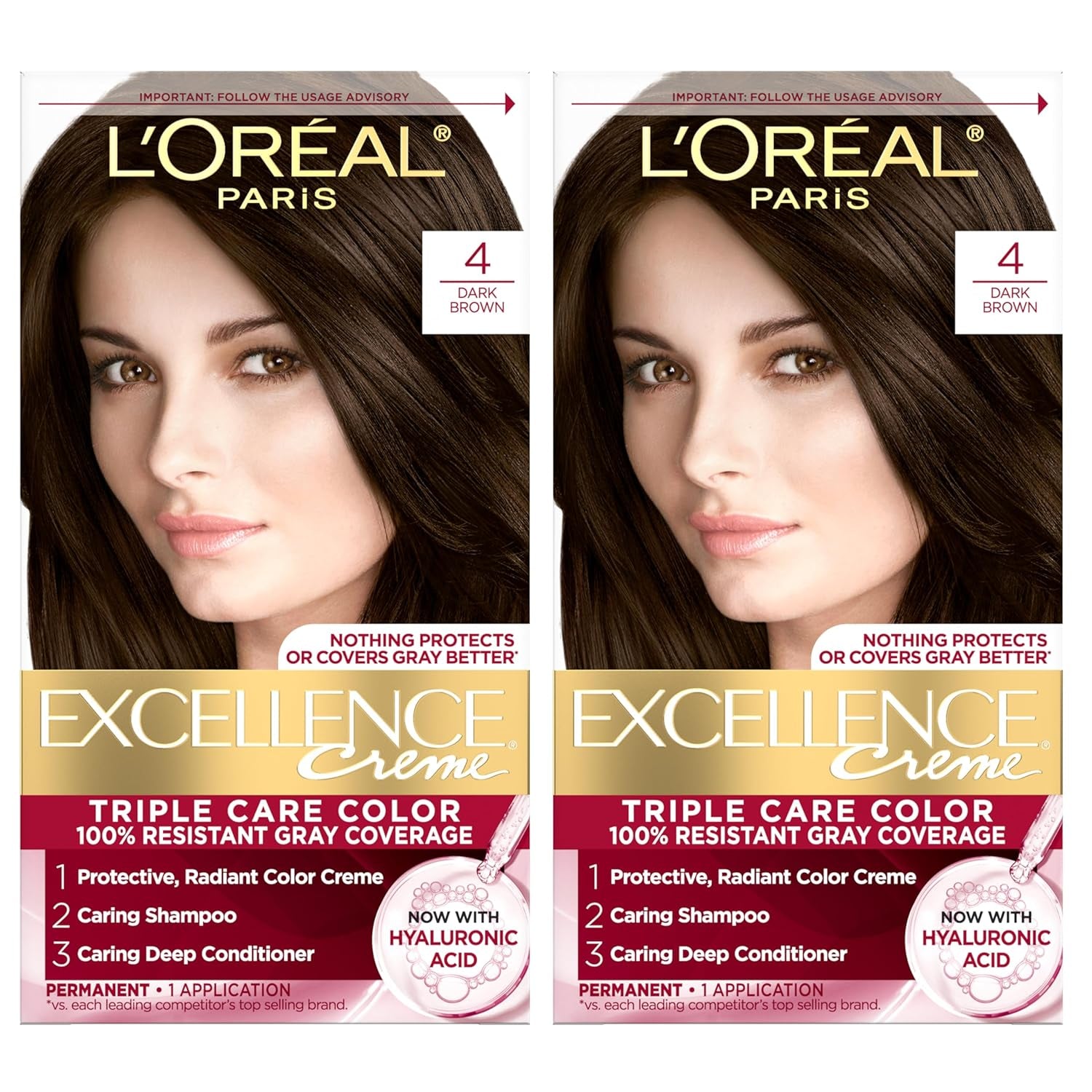 Excellence Crème Permanent Hair Dye - 5 Medium Brown, Triple Care Formula with Hyaluronic Acid for 100% Gray Coverage, 1 Kit (Packaging May Vary)