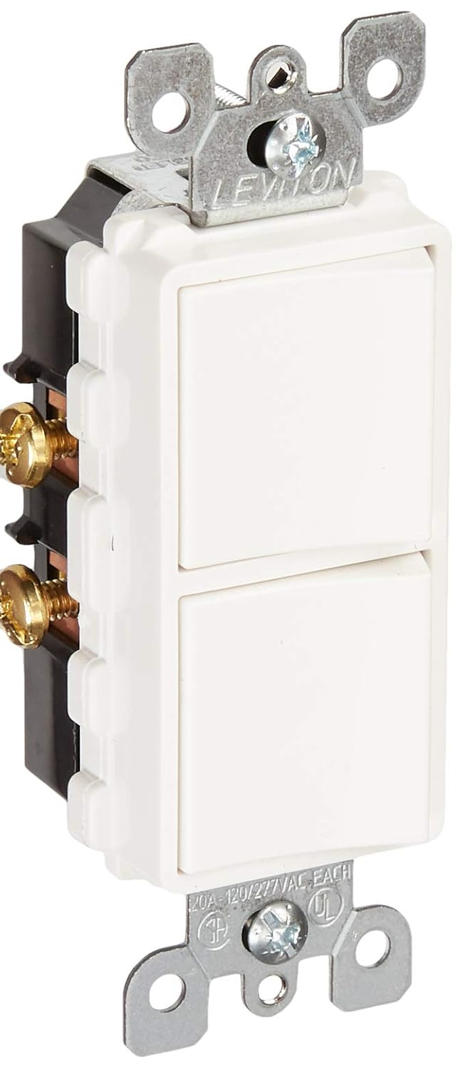 20 Amp Decora Single-Pole AC Combination Switch - Commercial Grade, 120/277 Volt, Grounding, White
