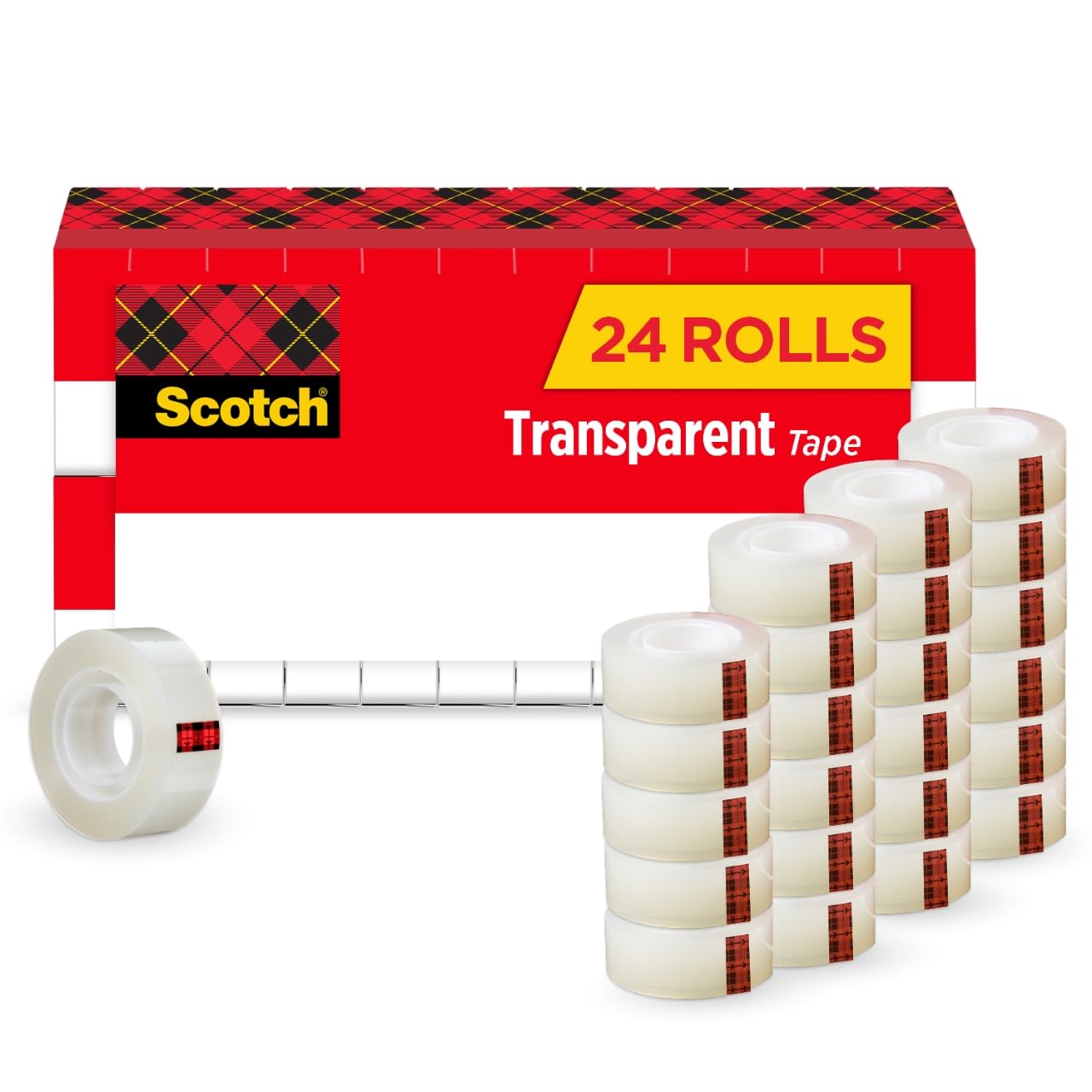 Premium Clear Tape Refills - 24 Rolls, 3/4" x 1000" with 1" Core