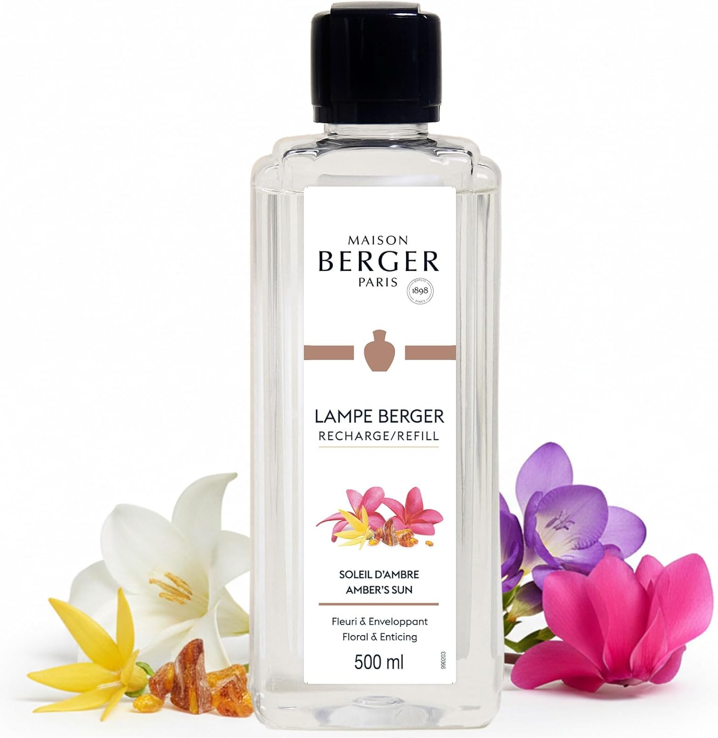 Amber Powder Lampe Berger Refill - 500ml 2-in-1 Odor Neutralizer & Fragrance Diffuser - Exquisite Rose, Cinnamon, Pepper & Amber Scents - Made in France