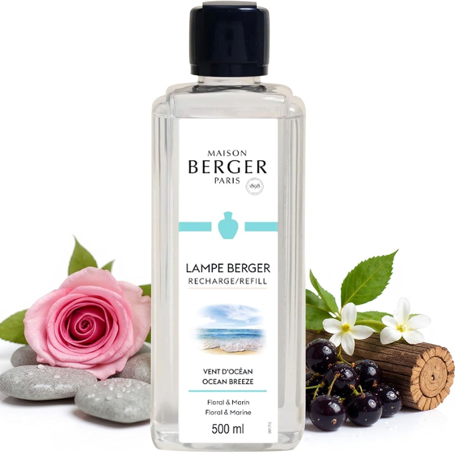 Amber Powder Lampe Berger Refill - 500ml 2-in-1 Odor Neutralizer & Fragrance Diffuser - Exquisite Rose, Cinnamon, Pepper & Amber Scents - Made in France