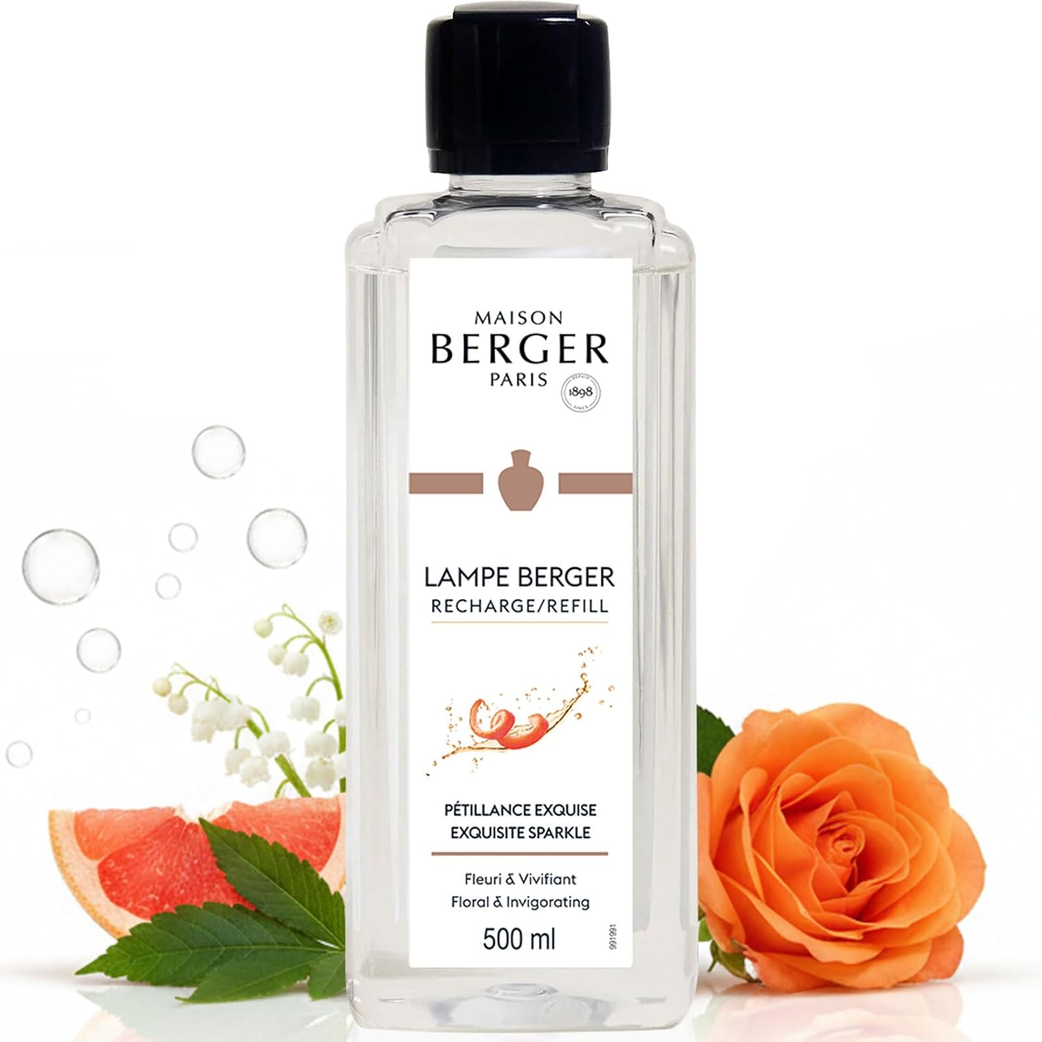 Amber Powder Lampe Berger Refill - 500ml 2-in-1 Odor Neutralizer & Fragrance Diffuser - Exquisite Rose, Cinnamon, Pepper & Amber Scents - Made in France