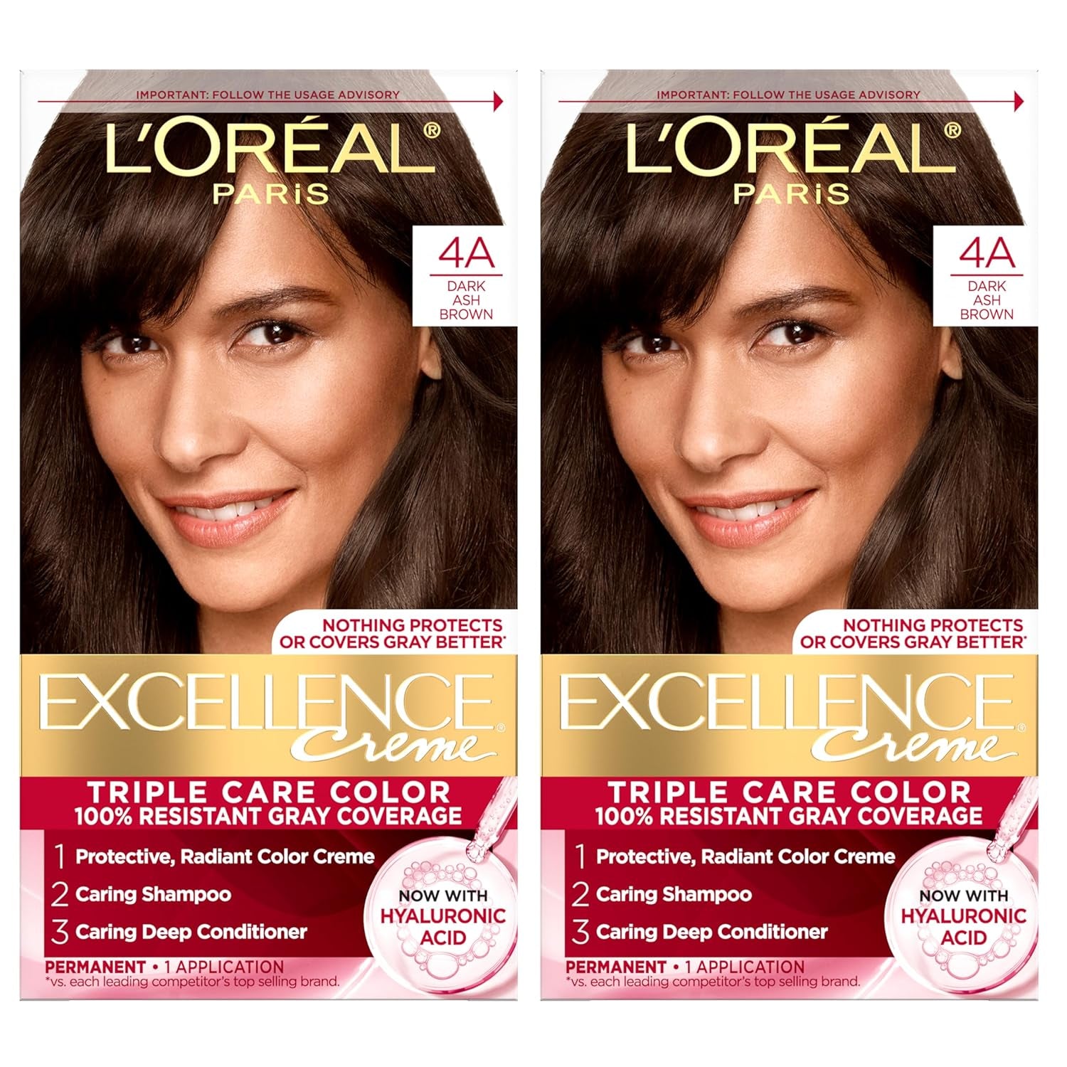 Excellence Crème Permanent Hair Dye - 5 Medium Brown, Triple Care Formula with Hyaluronic Acid for 100% Gray Coverage, 1 Kit (Packaging May Vary)