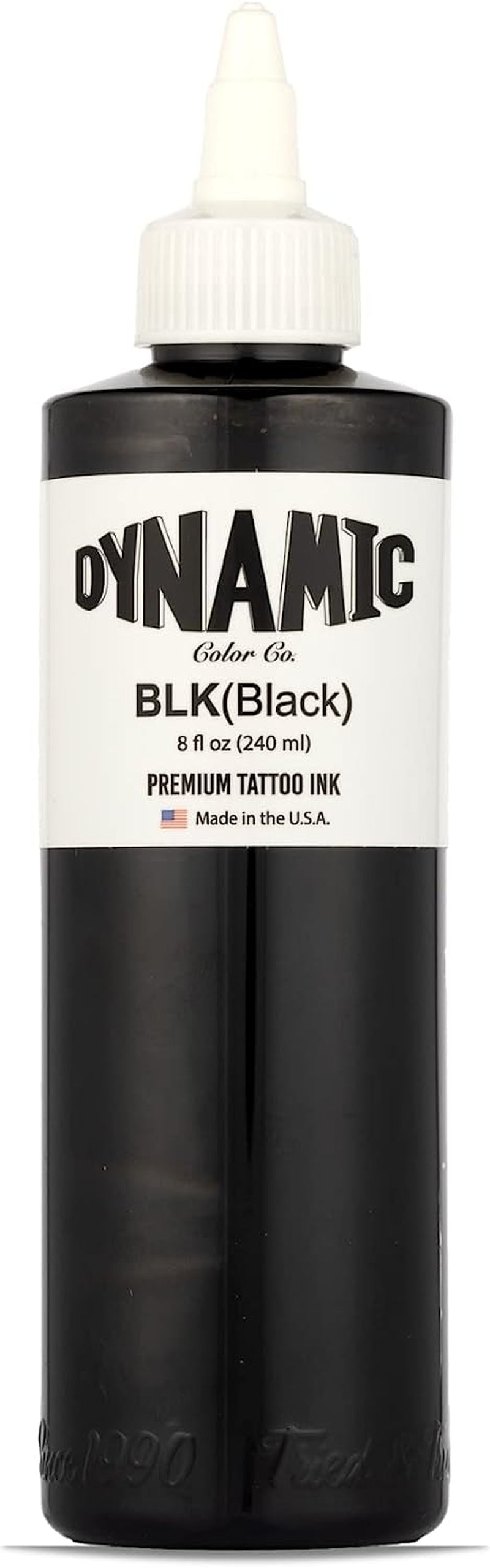 Dynamic Color Black Tattoo Ink - 8 Oz | Trusted American Brand Since 1990 | Sterilized & Lot-Numbered for Full Traceability
