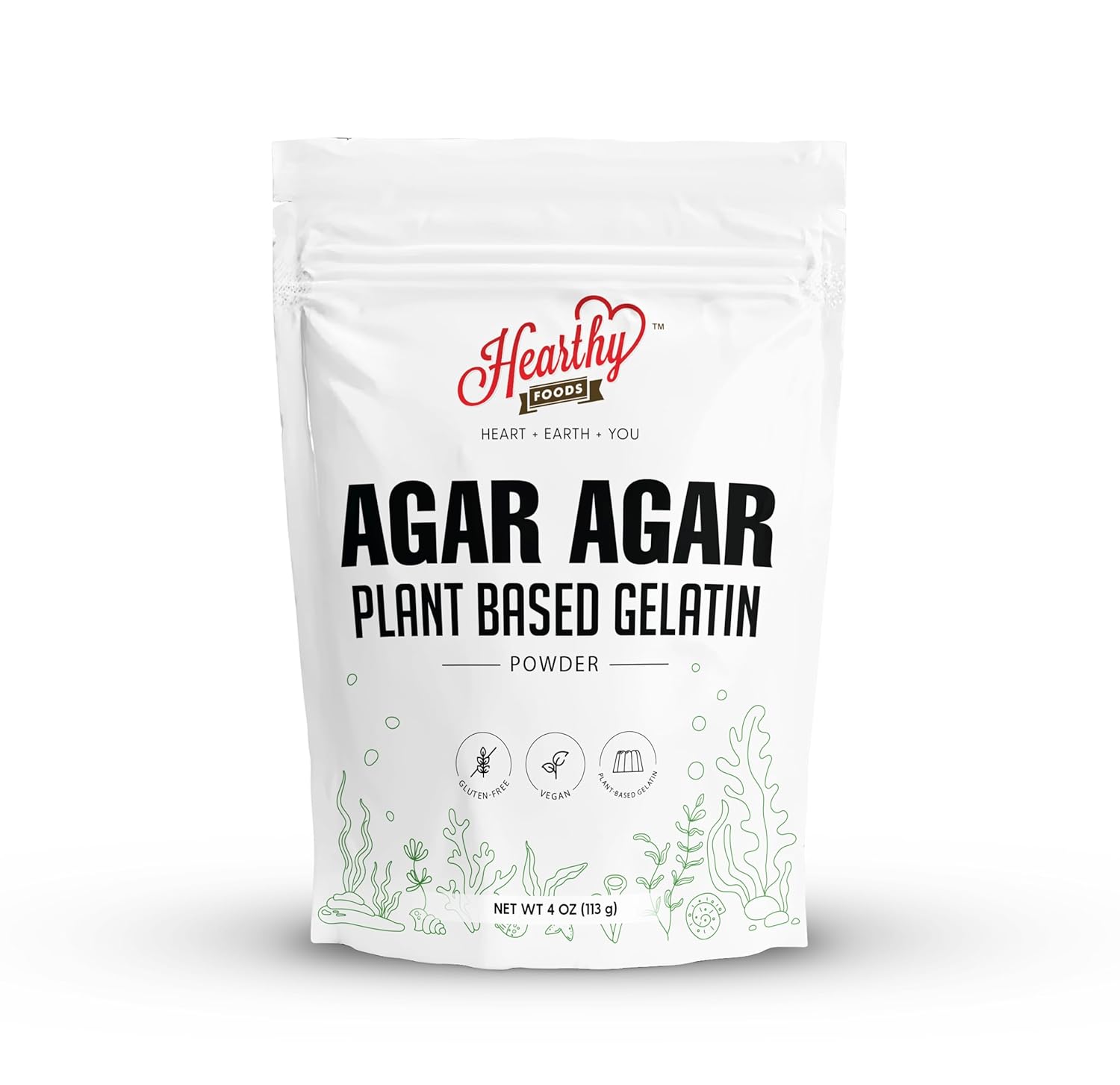 Premium Agar Agar Powder (4Oz) - 100% Natural Vegan Gelatin Substitute, Halal & Kosher Certified, Gluten-Free, Non-GMO, Sugar-Free for Delicious Desserts