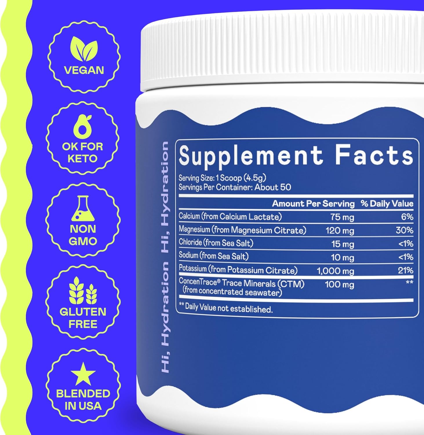 K1000 Unflavored Electrolyte Powder Mix - 50 Servings for Keto & Enhanced Performance