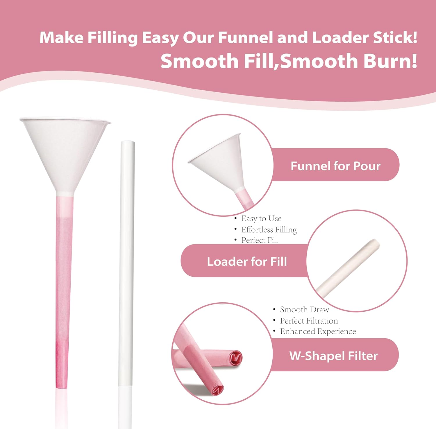 King Size Pink Pre Rolled Cones - 100 Pack with Loader & Packing Sticks - Perfect for Smooth Rolling!