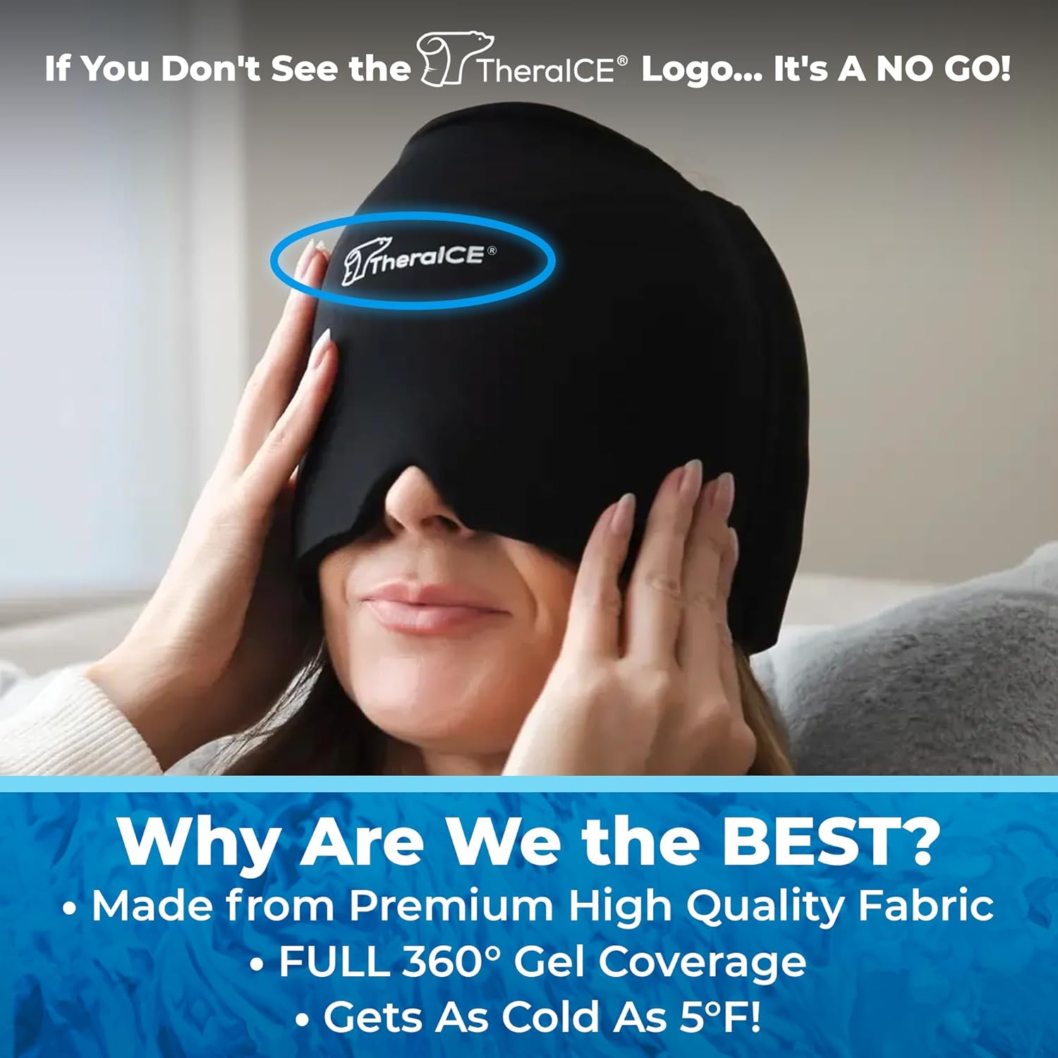 Migraine Relief Cap - Soothing Ice Pack Mask for Headaches, Sinus Tension, and Puffy Eyes | Perfect Gift for Mom!