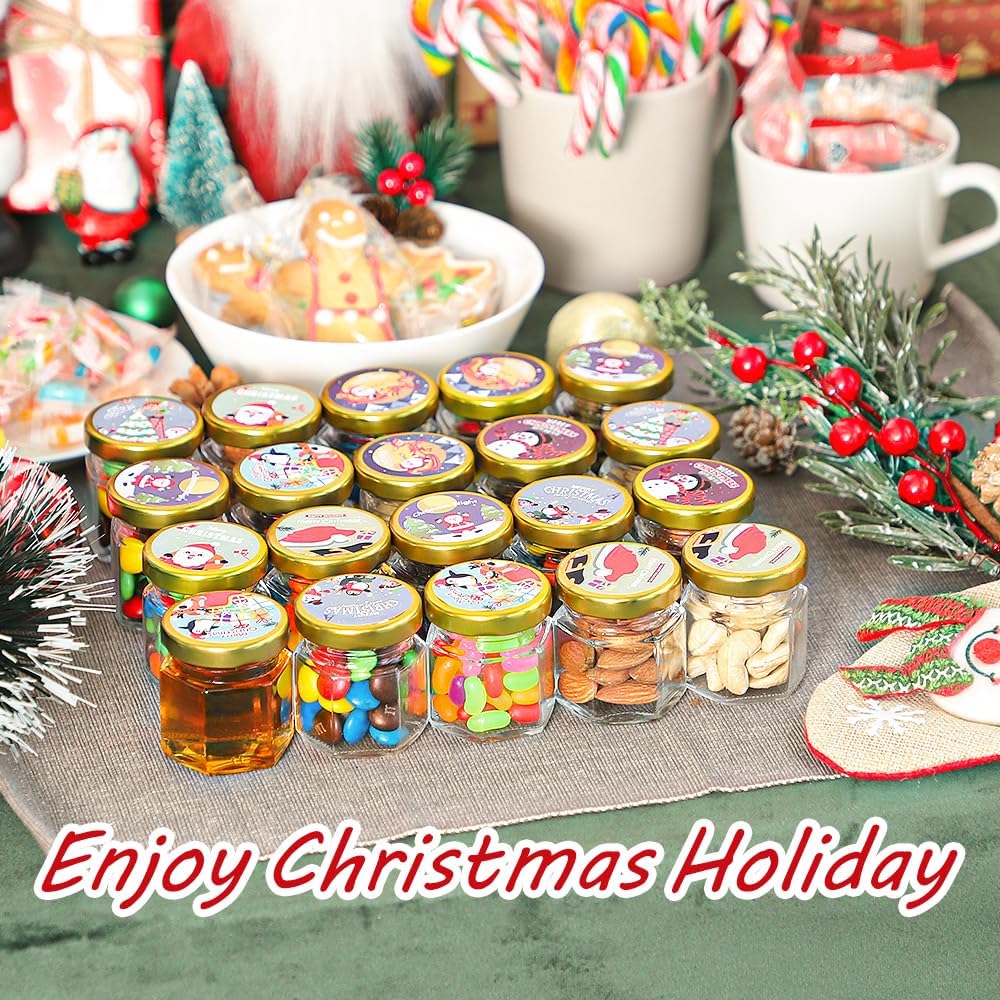 60 Pcs Mini Hexagon Glass Jars with Airtight Lids - Perfect for Wedding Favors, Baby Showers, DIY Candles, Body Butters, Jams, Spices, and Gifts!