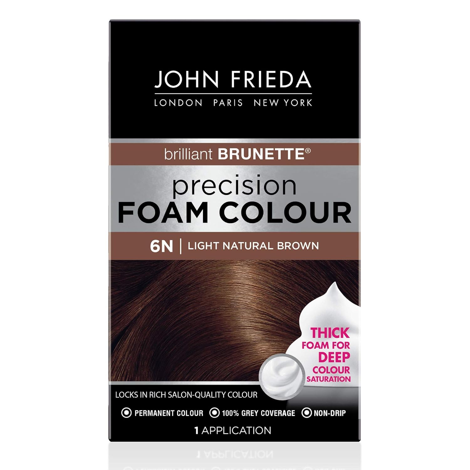 Transform Your Look with John Frieda Precision Foam Colour in Medium Natural Brown 5N - Full-Coverage, Anti-Fade Hair Color Kit for Stunning Results