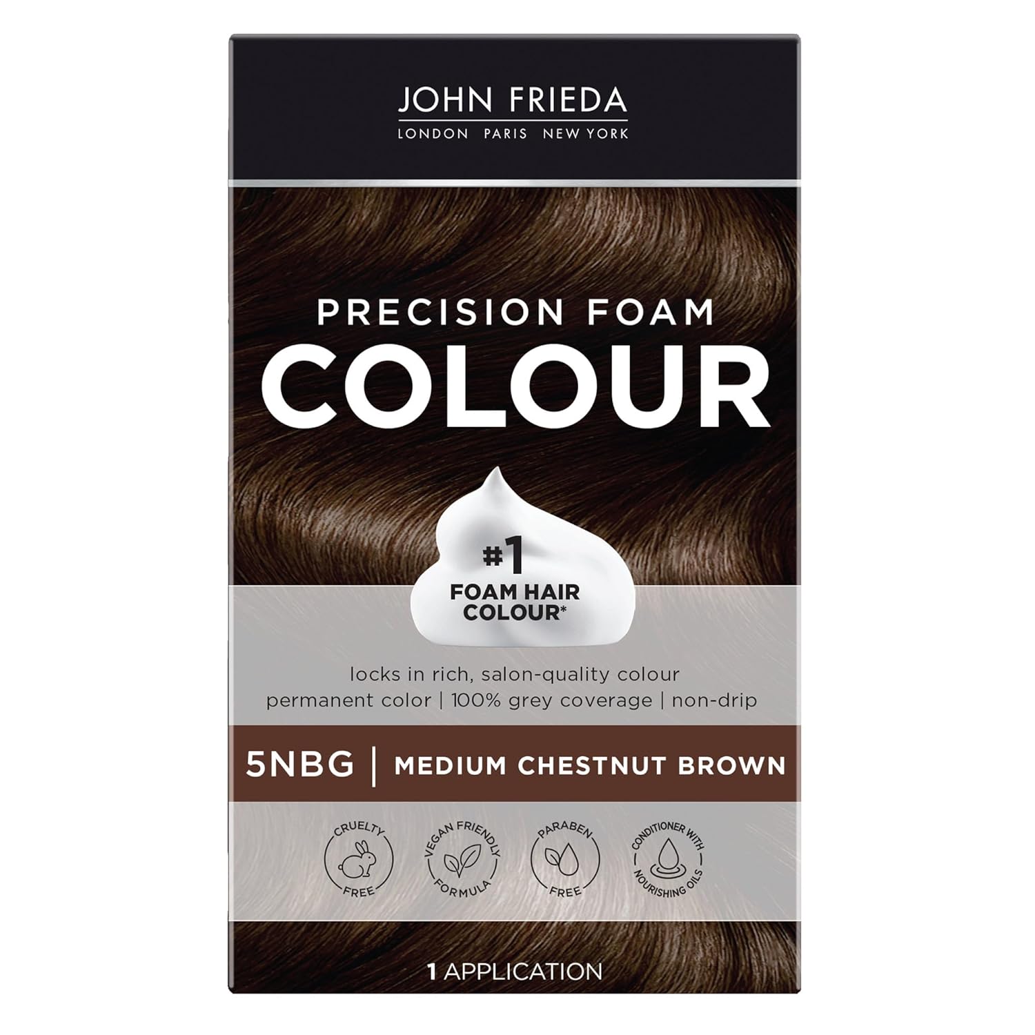 Transform Your Look with John Frieda Precision Foam Colour in Medium Natural Brown 5N - Full-Coverage, Anti-Fade Hair Color Kit for Stunning Results