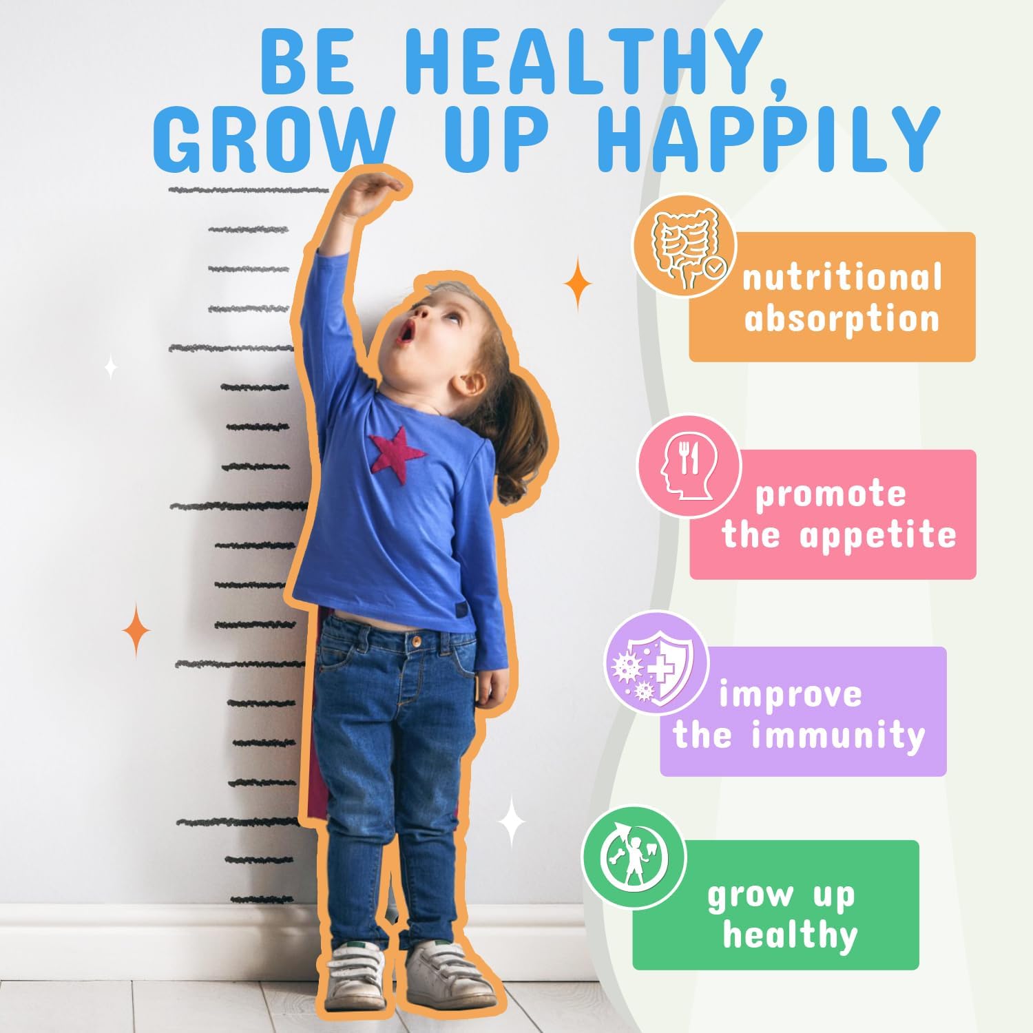 Kids Probiotic & Prebiotics Powder for Ages 3+, Boost Digestive & Immune Health, Natural Constipation Relief, Non-GMO & Gluten-Free, 30 Packets with 5 Billion CFUs