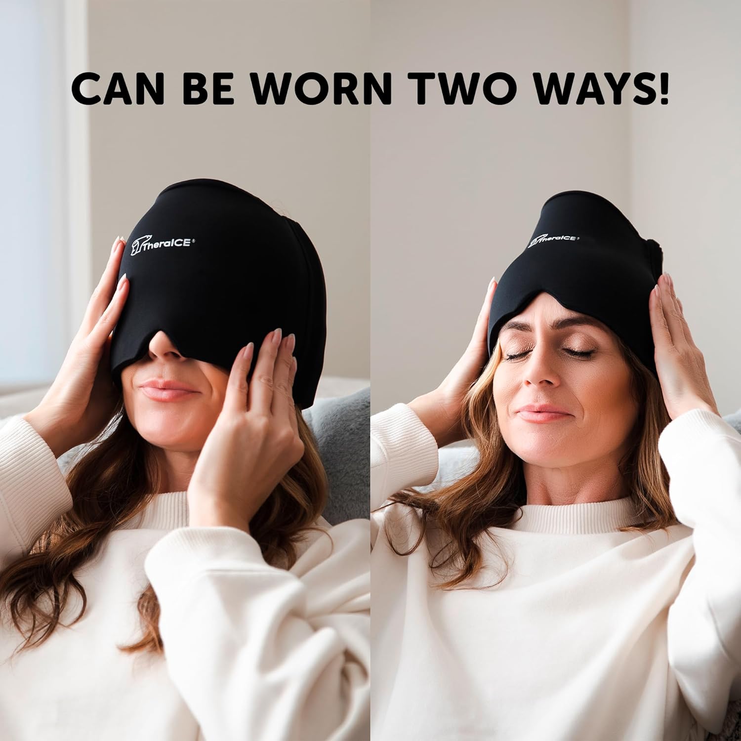Migraine Relief Cap - Soothing Ice Pack Mask for Headaches, Sinus Tension, and Puffy Eyes | Perfect Gift for Mom!